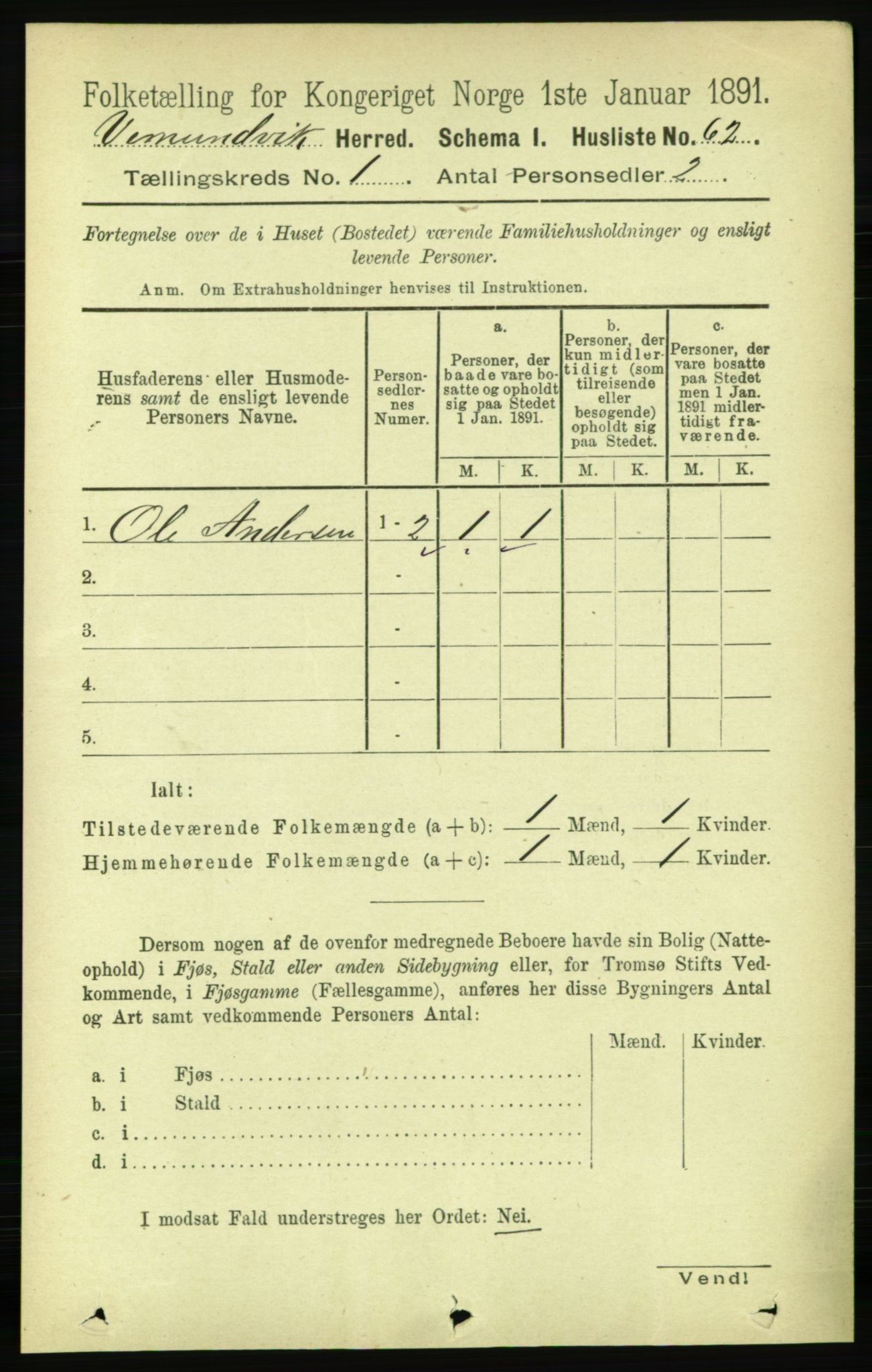 RA, 1891 census for 1745 Vemundvik, 1891, p. 74