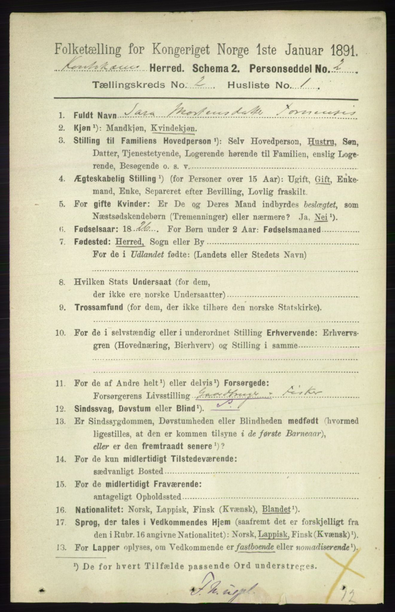 RA, 1891 census for 2011 Kautokeino, 1891, p. 324