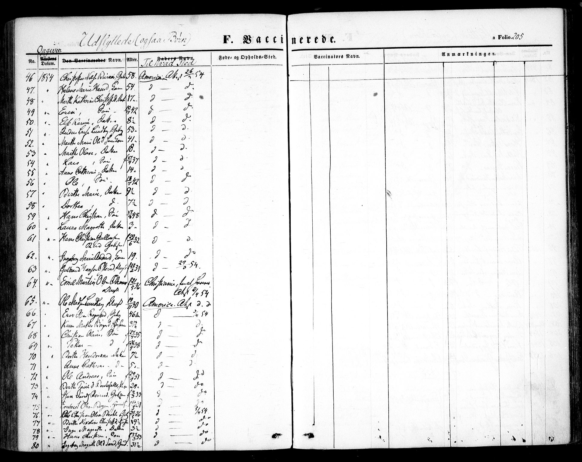 Hurdal prestekontor Kirkebøker, SAO/A-10889/F/Fa/L0005: Parish register (official) no. I 5, 1846-1859, p. 205