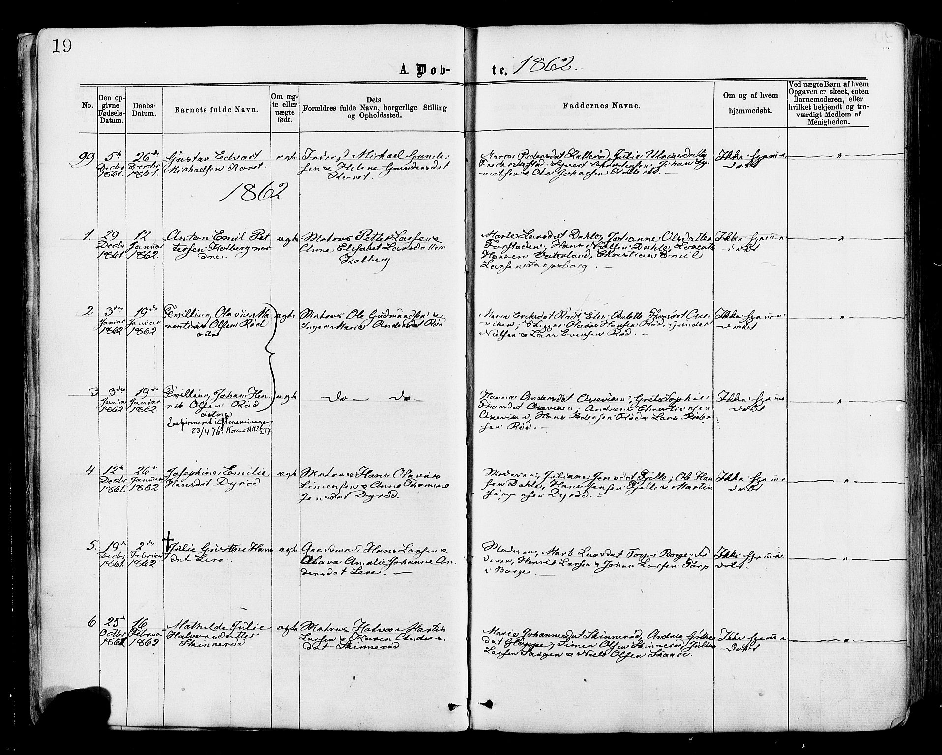 Onsøy prestekontor Kirkebøker, AV/SAO-A-10914/F/Fa/L0004: Parish register (official) no. I 4, 1861-1877, p. 19