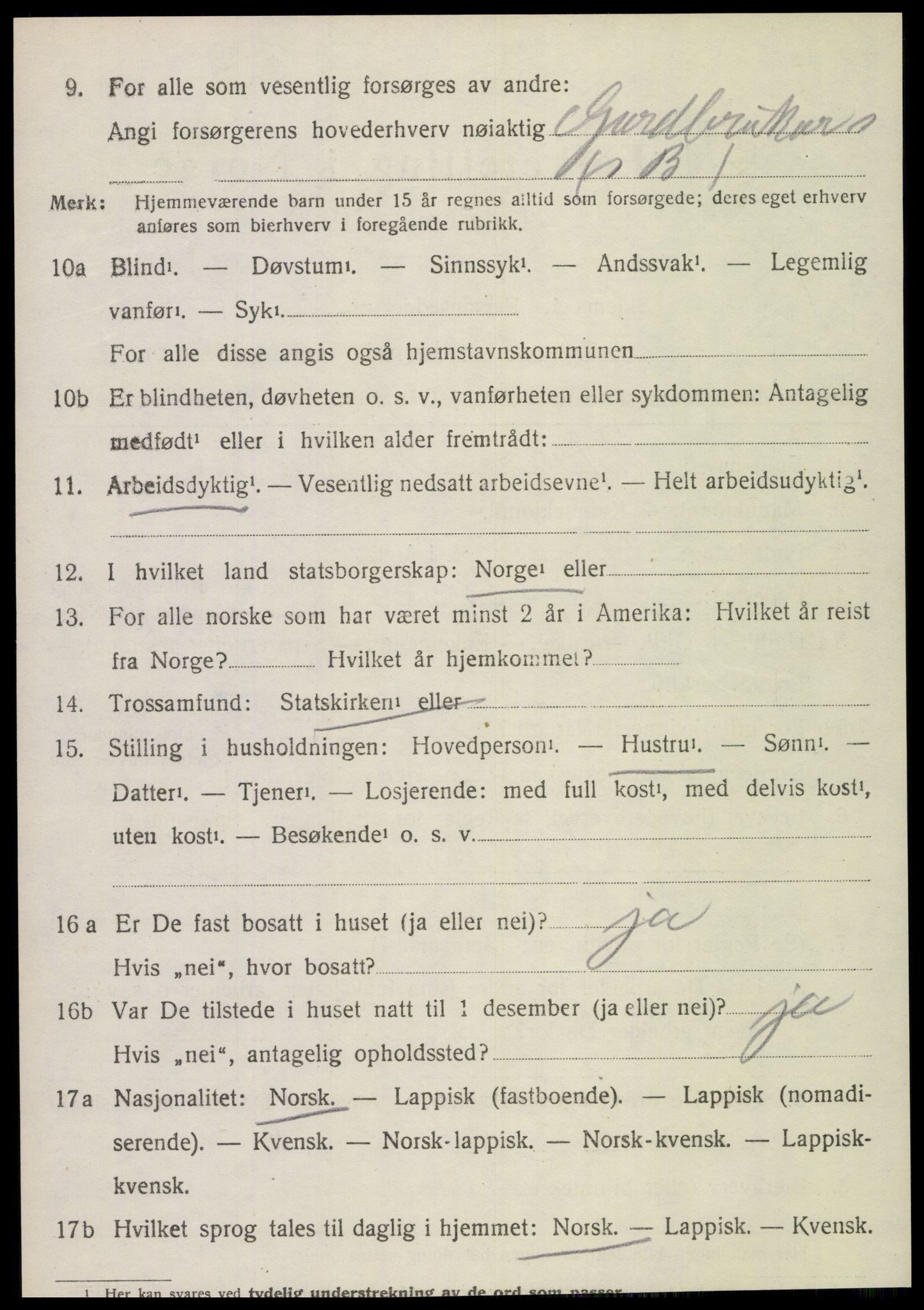 SAT, 1920 census for Sparbu, 1920, p. 5382