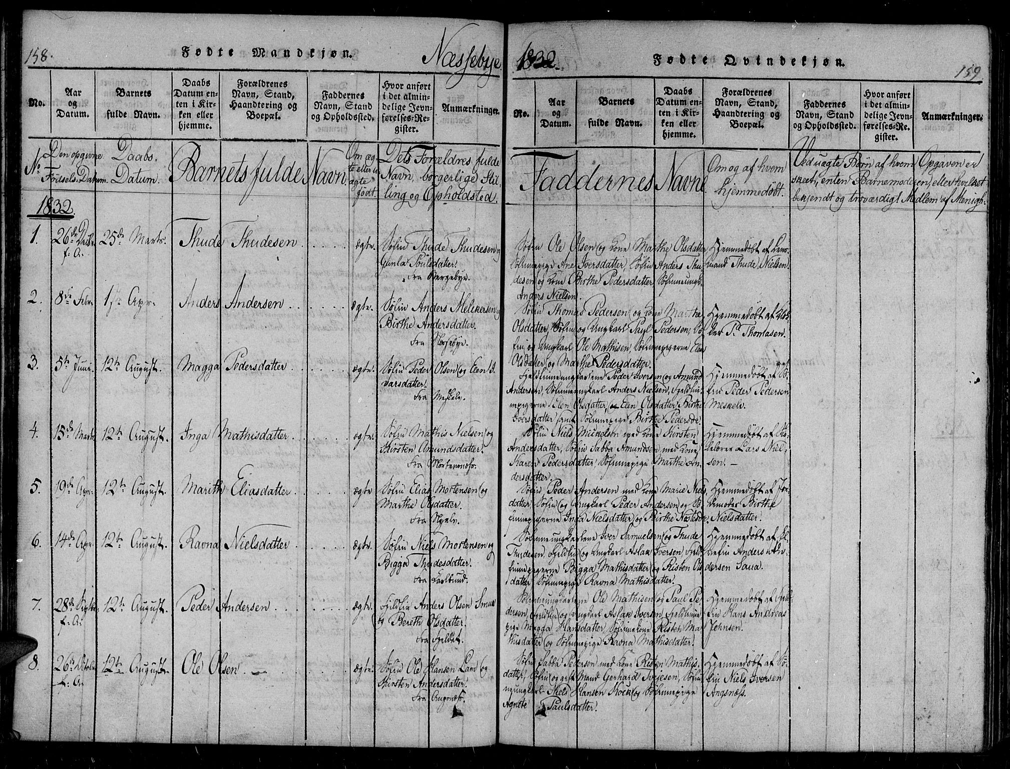 Vadsø sokneprestkontor, SATØ/S-1325/H/Ha/L0003kirke: Parish register (official) no. 3 /2, 1821-1839, p. 158-159