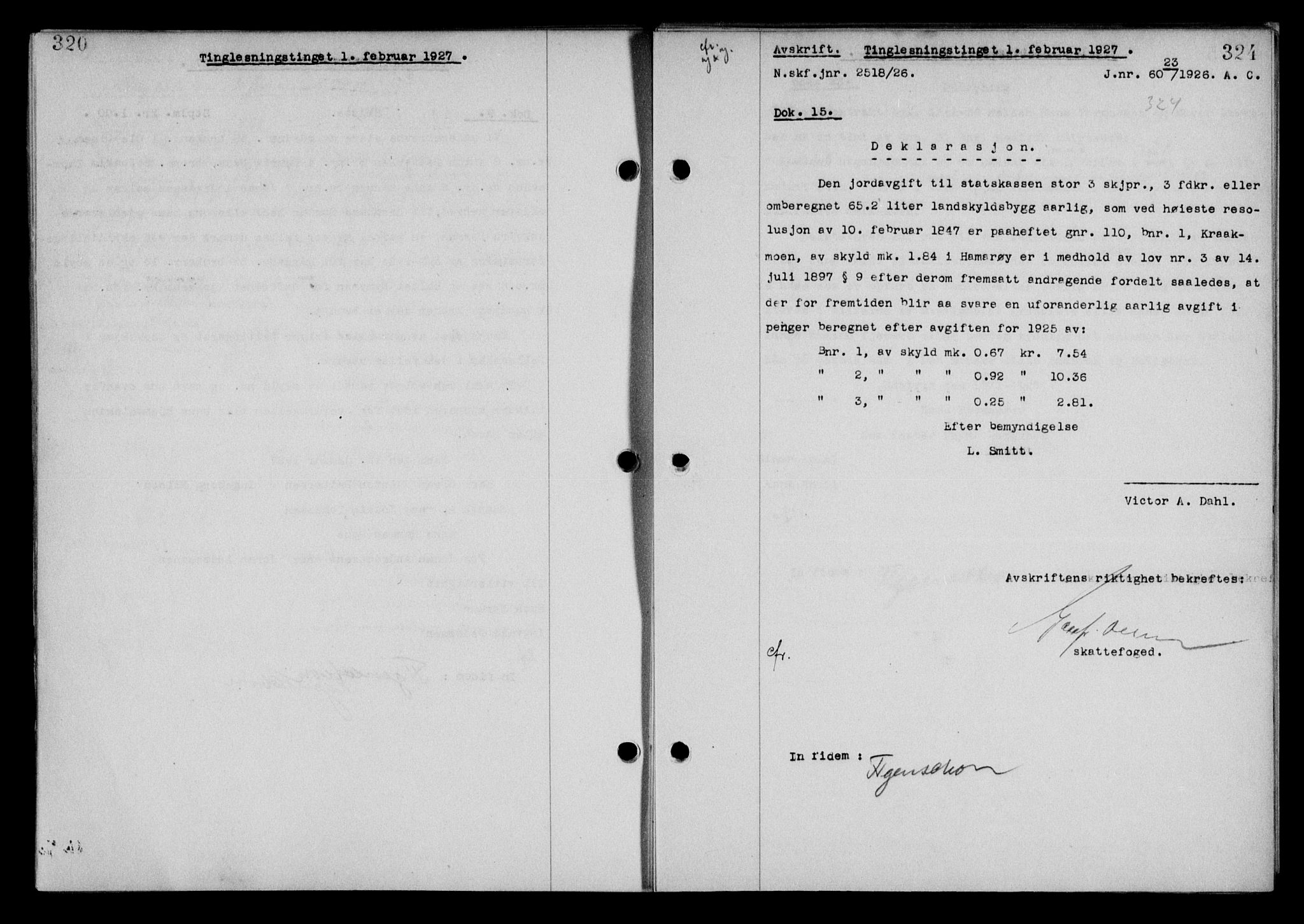 Steigen og Ofoten sorenskriveri, AV/SAT-A-0030/1/2/2C/L0014: Mortgage book no. 13 og 15, 1926-1927, Deed date: 01.02.1927