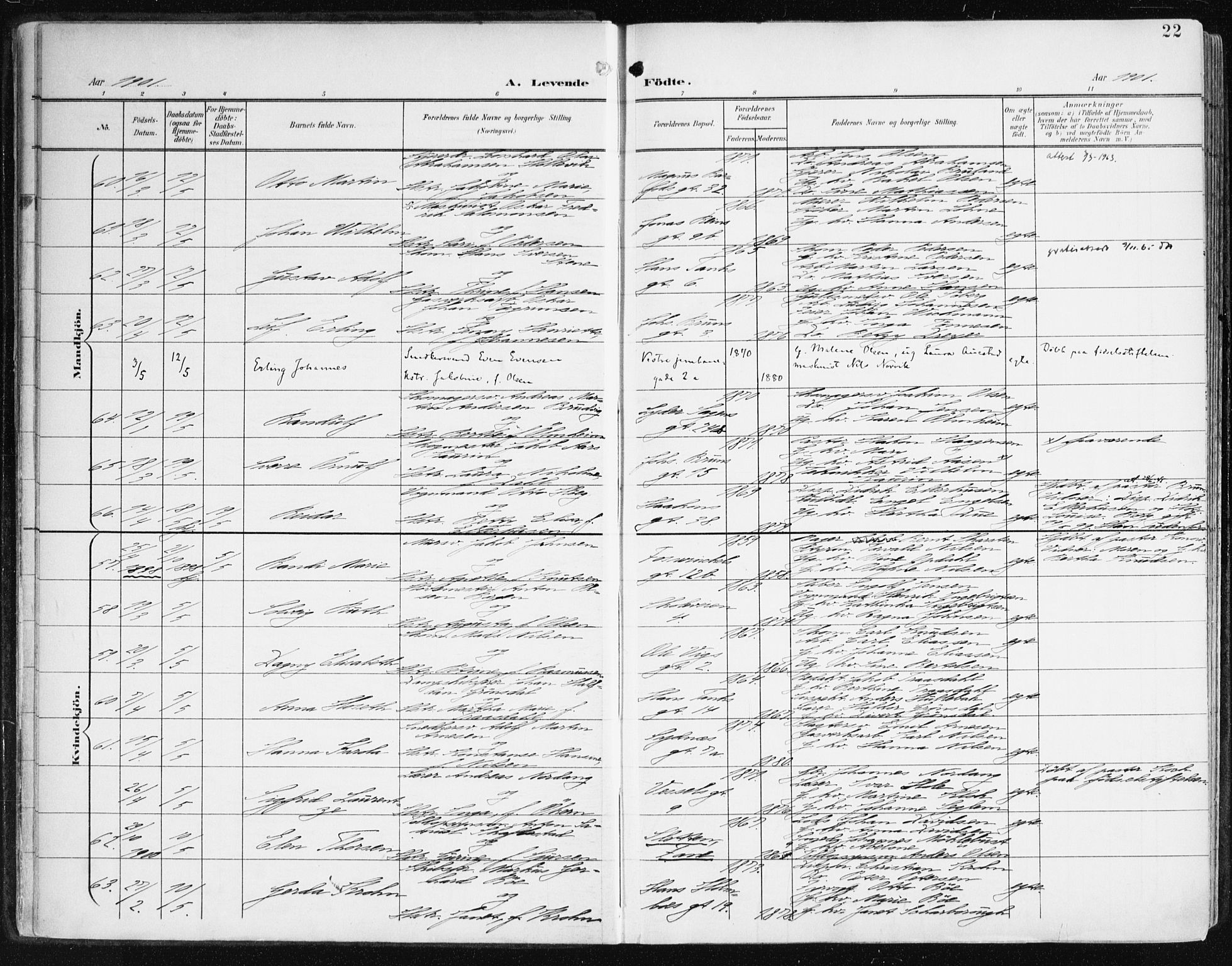 Johanneskirken sokneprestembete, AV/SAB-A-76001/H/Haa/L0002: Parish register (official) no. A 2, 1900-1912, p. 22