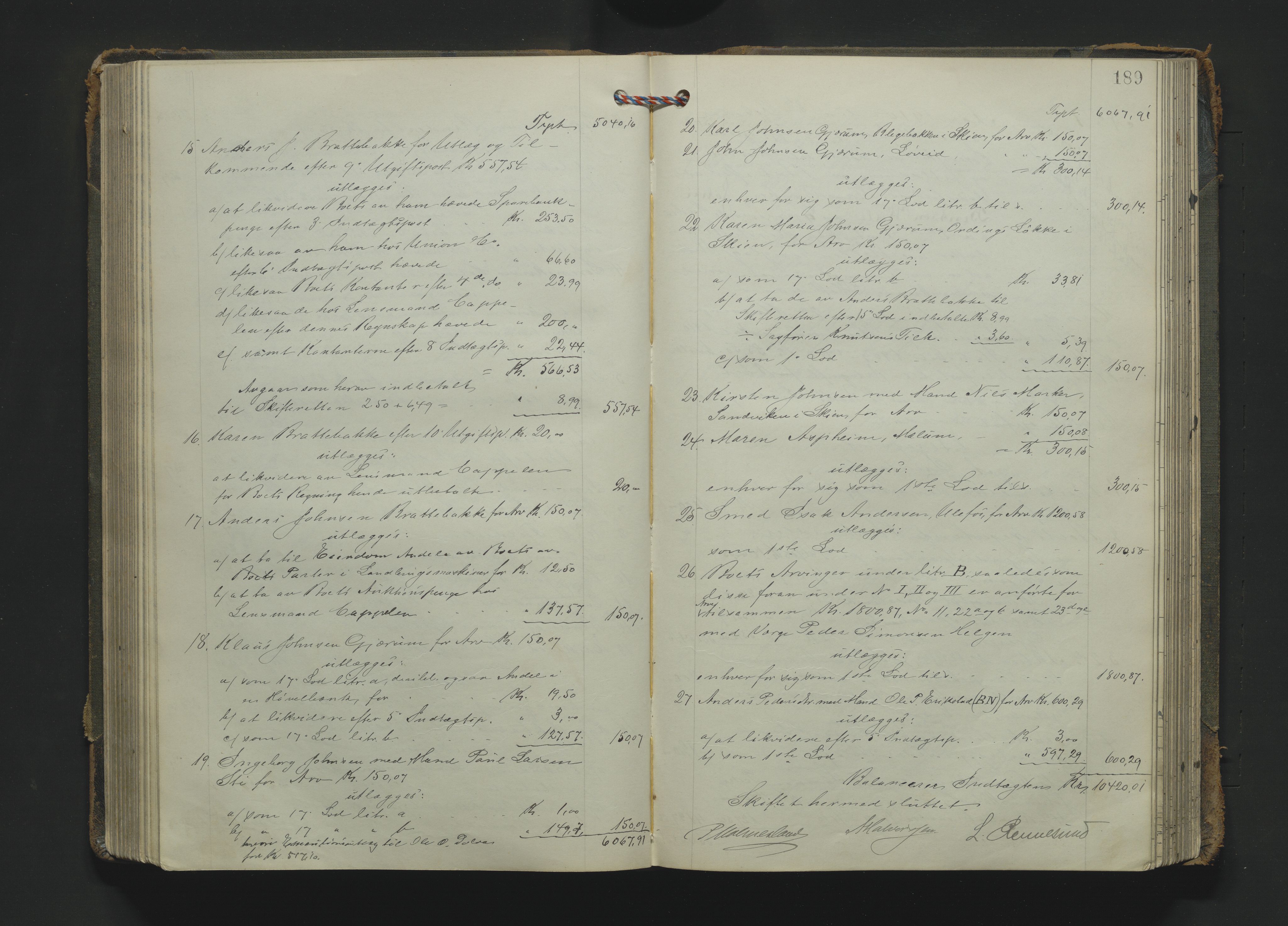 Gjerpen sorenskriveri, SAKO/A-216/H/Hb/Hbc/Hbca/L0004: Skifteutlodningsprotokoll, Sorenskriveriet, 1904-1916, p. 188b-189a