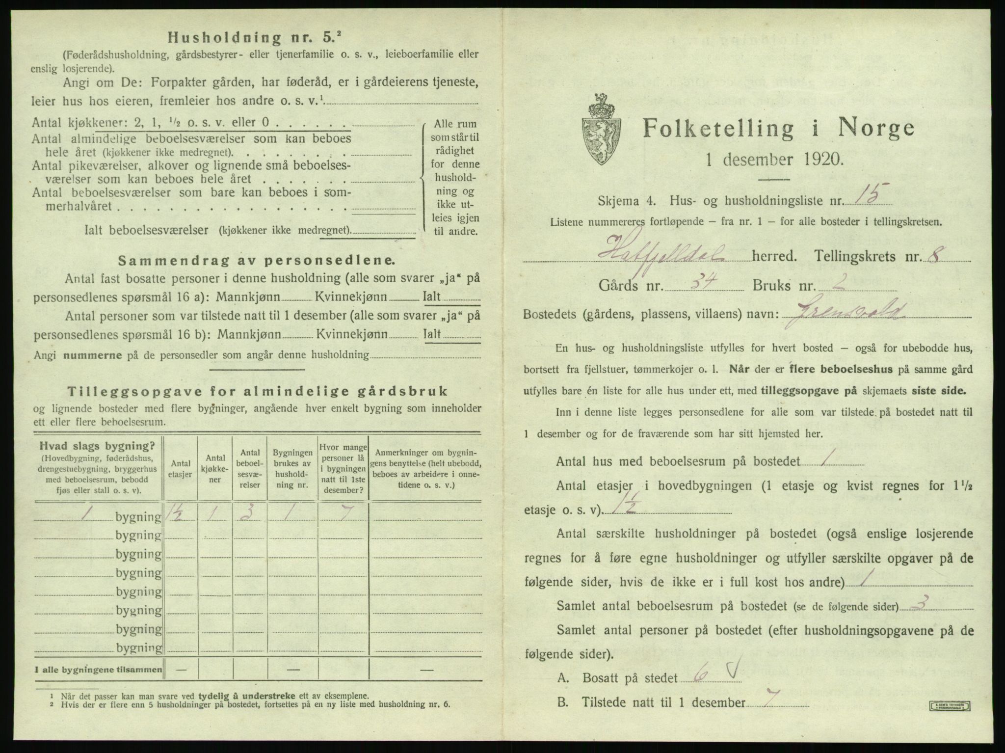 SAT, 1920 census for Hattfjelldal, 1920, p. 270