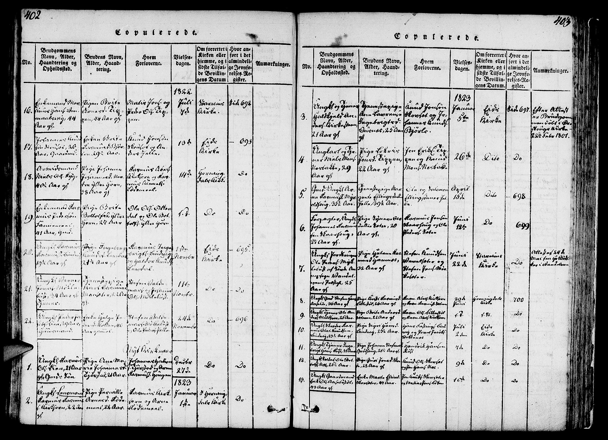 Eid sokneprestembete, SAB/A-82301/H/Haa/Haaa/L0005: Parish register (official) no. A 5, 1816-1830, p. 402-403