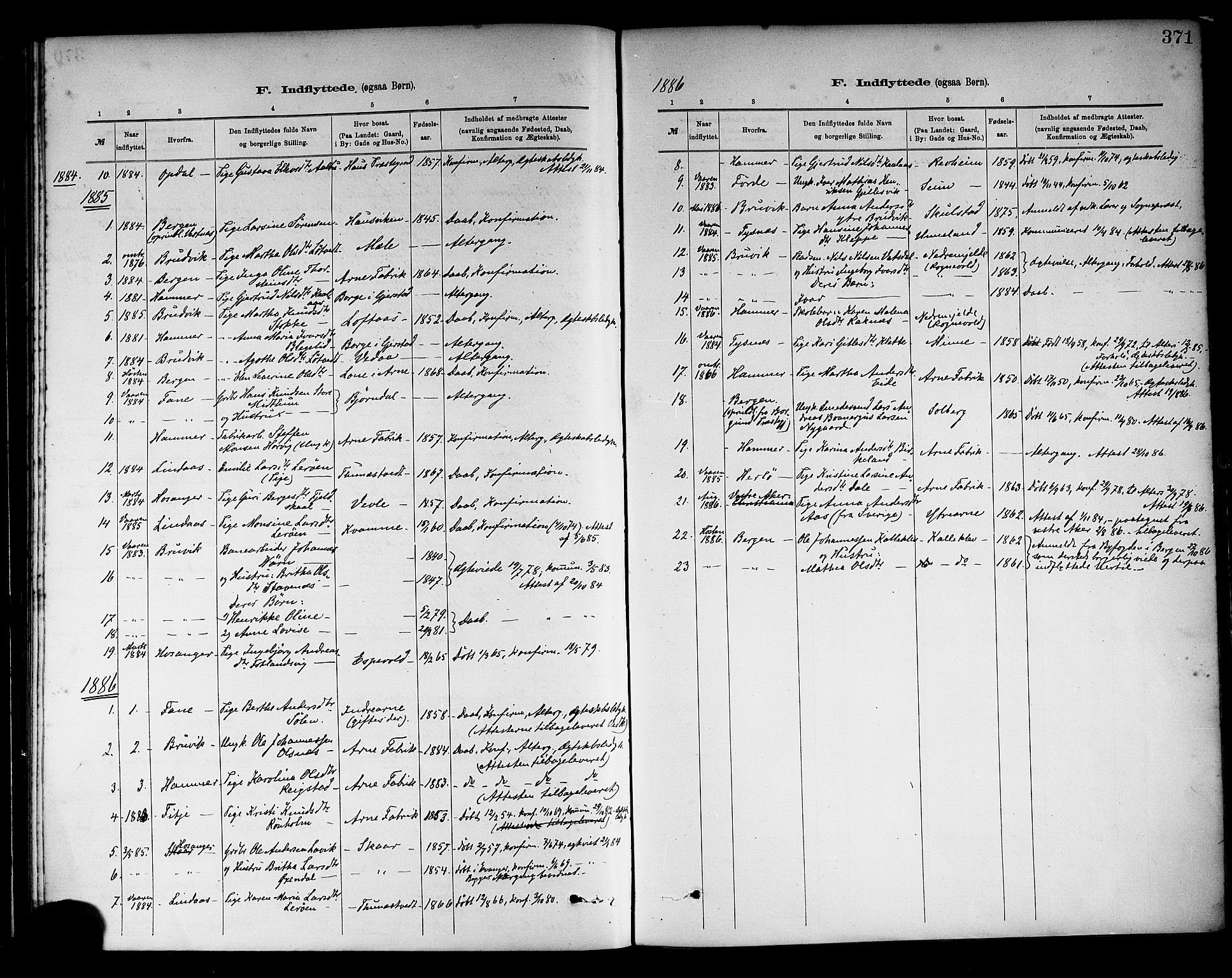 Haus sokneprestembete, SAB/A-75601/H/Haa: Parish register (official) no. A 19II, 1878-1886, p. 371