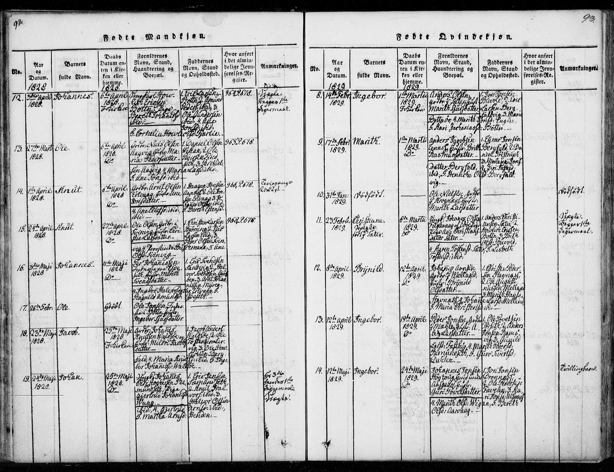 Ministerialprotokoller, klokkerbøker og fødselsregistre - Møre og Romsdal, AV/SAT-A-1454/578/L0903: Parish register (official) no. 578A02, 1819-1838, p. 92-93