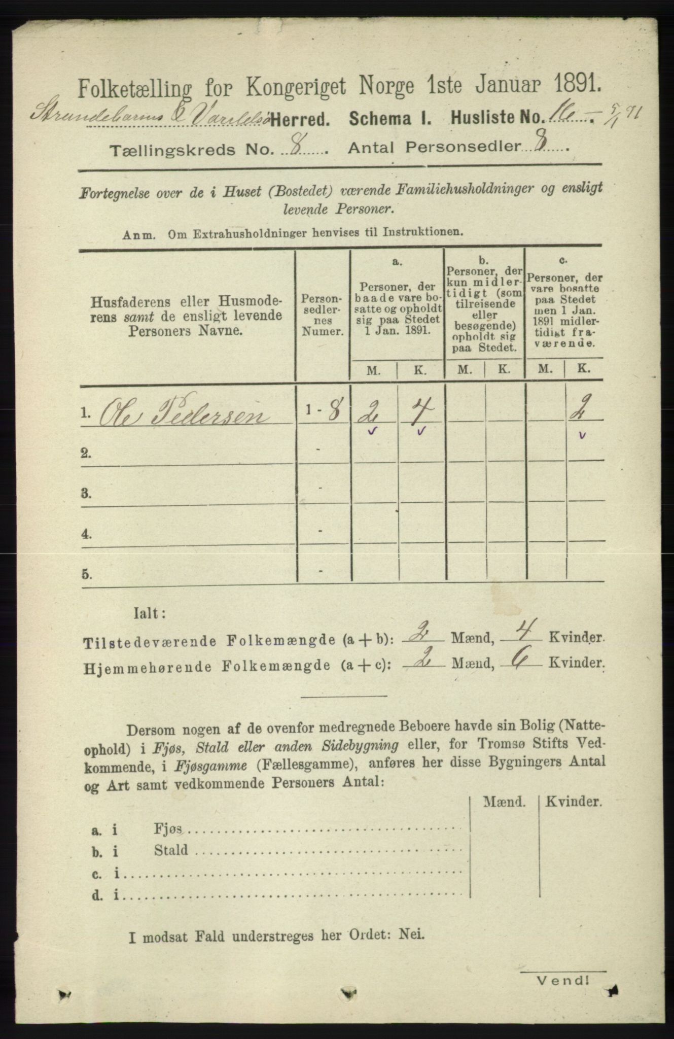 RA, 1891 census for 1226 Strandebarm og Varaldsøy, 1891, p. 2949