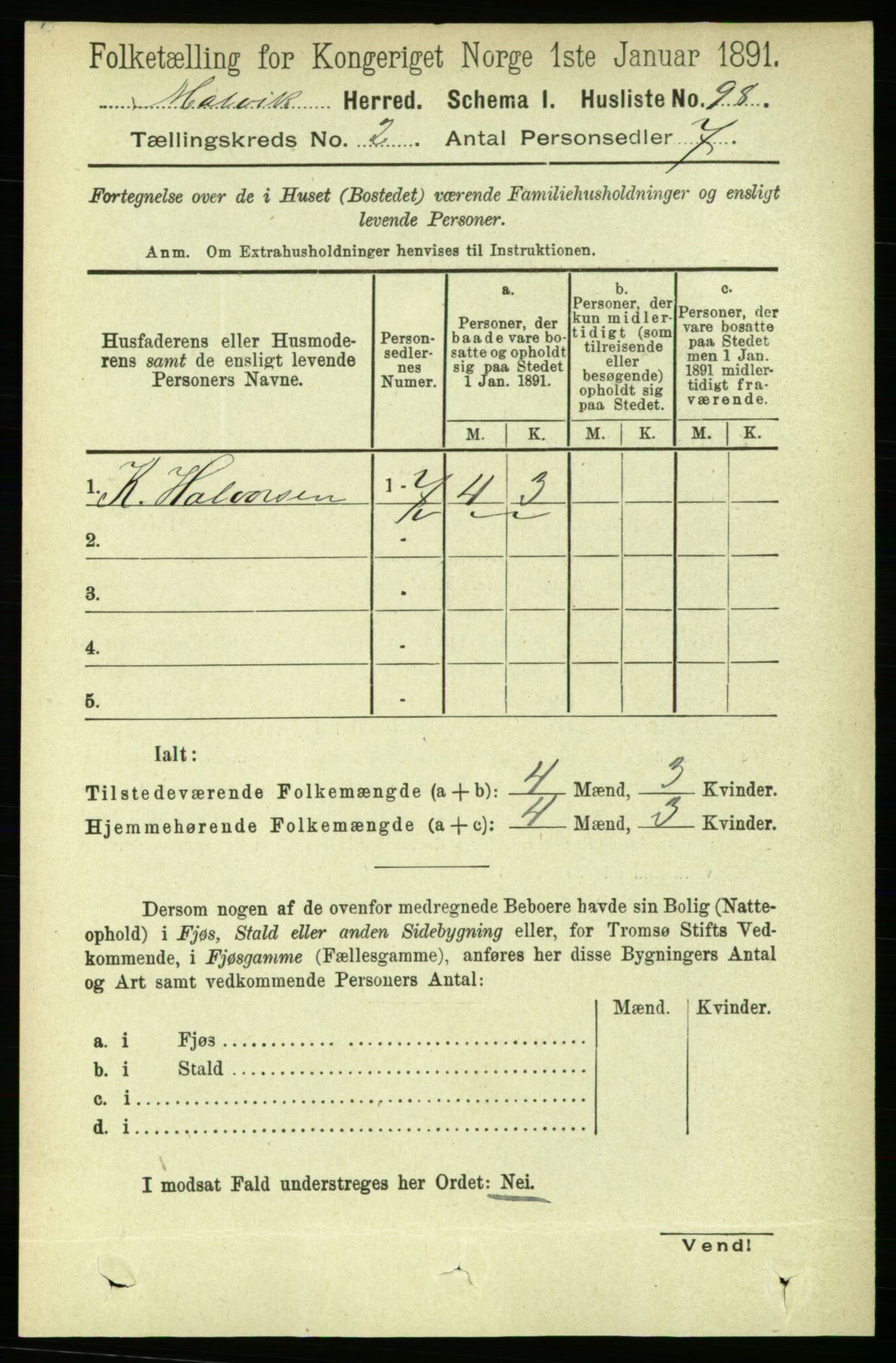 RA, 1891 census for 1663 Malvik, 1891, p. 755