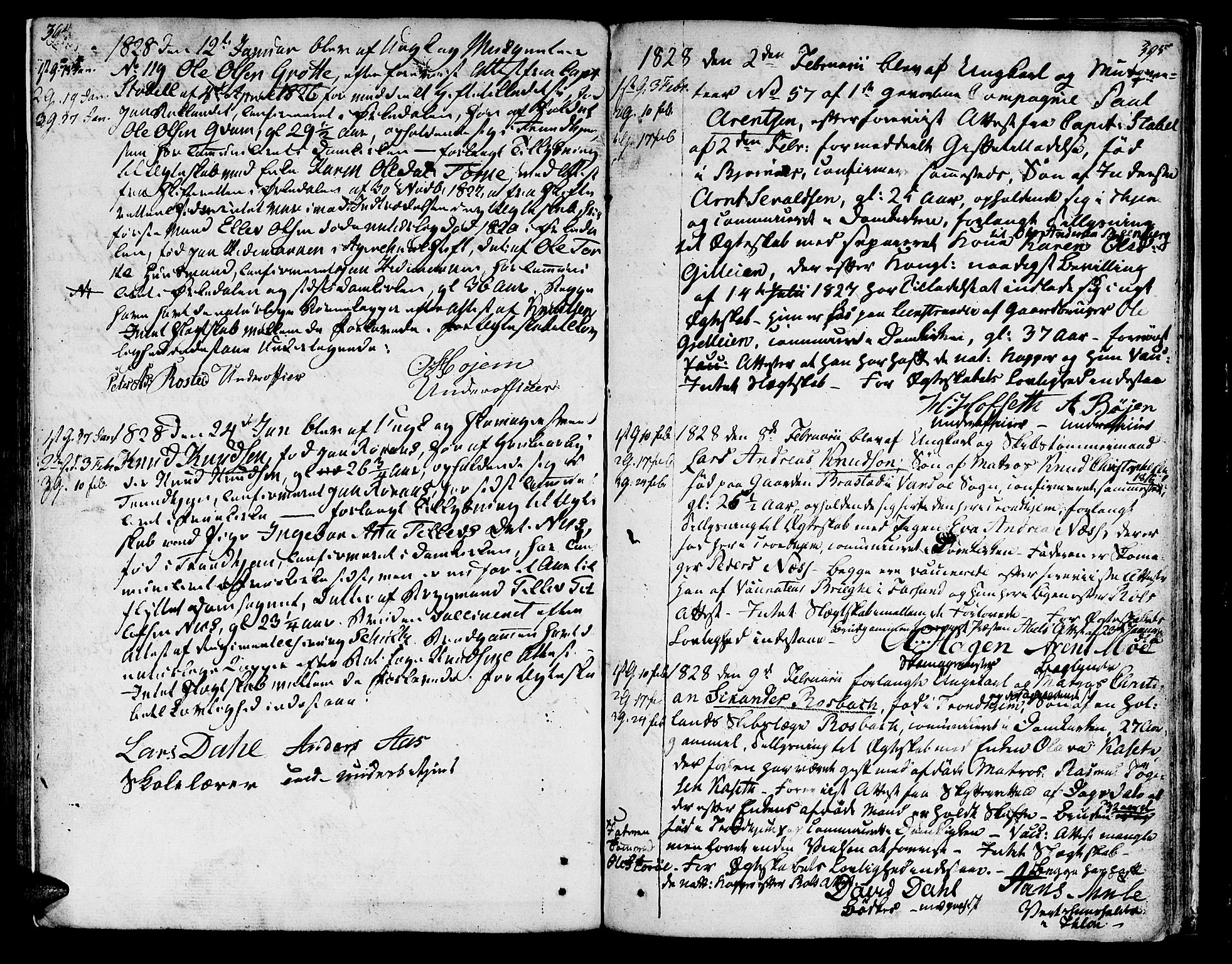 Ministerialprotokoller, klokkerbøker og fødselsregistre - Sør-Trøndelag, SAT/A-1456/601/L0042: Parish register (official) no. 601A10, 1802-1830, p. 394-395