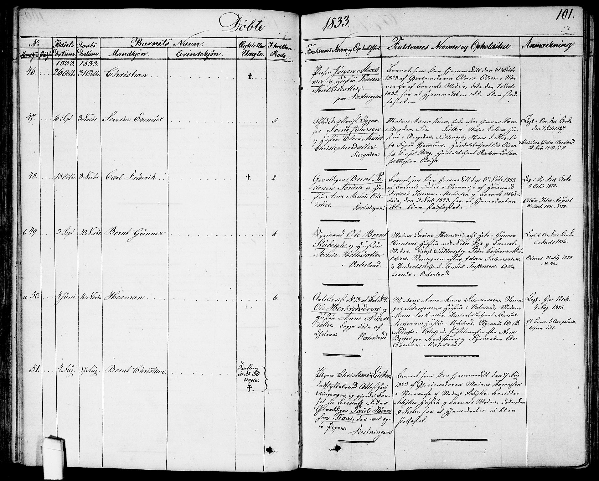 Garnisonsmenigheten Kirkebøker, AV/SAO-A-10846/G/Ga/L0004: Parish register (copy) no. 4, 1828-1840, p. 101