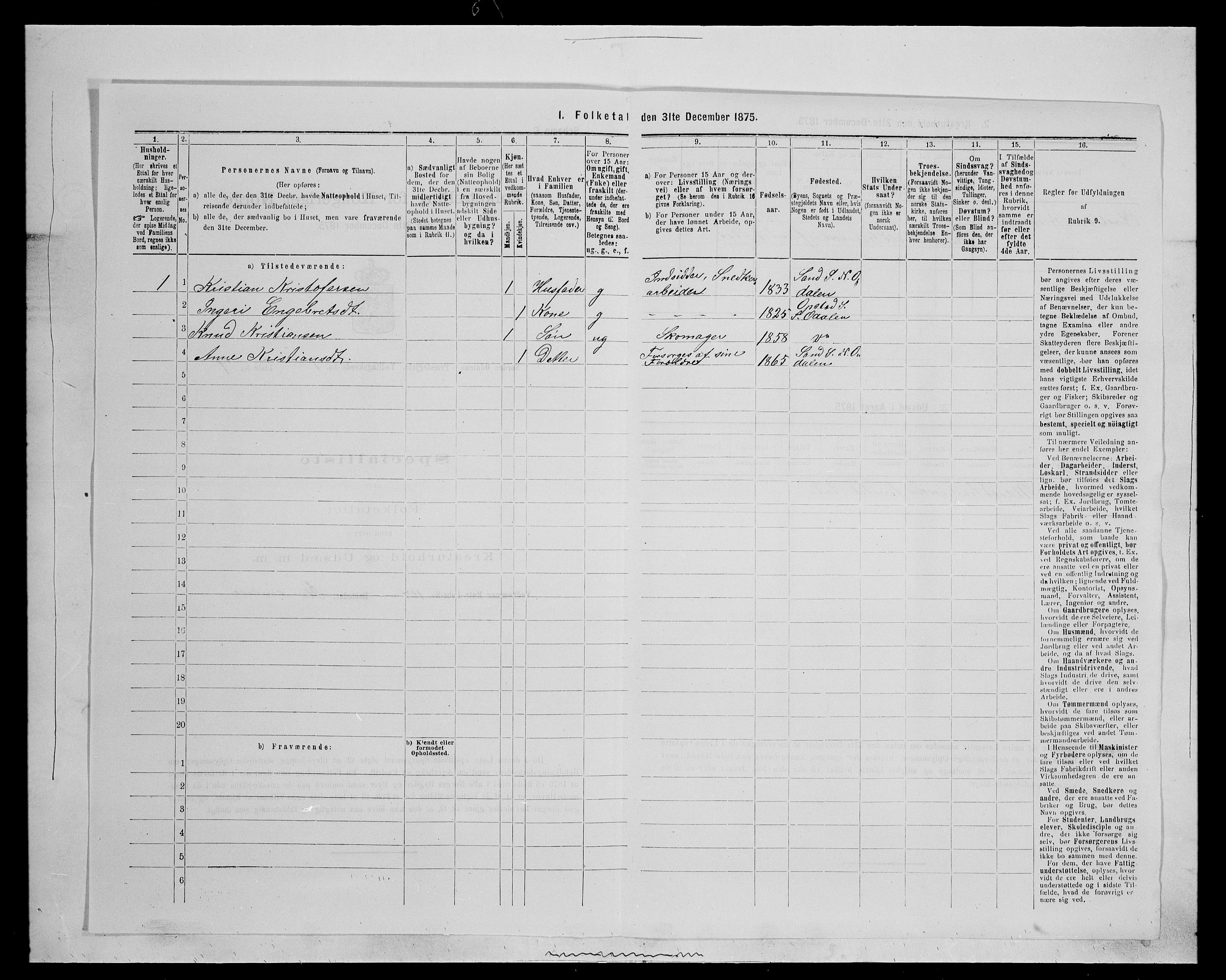 SAH, 1875 census for 0418P Nord-Odal, 1875, p. 85