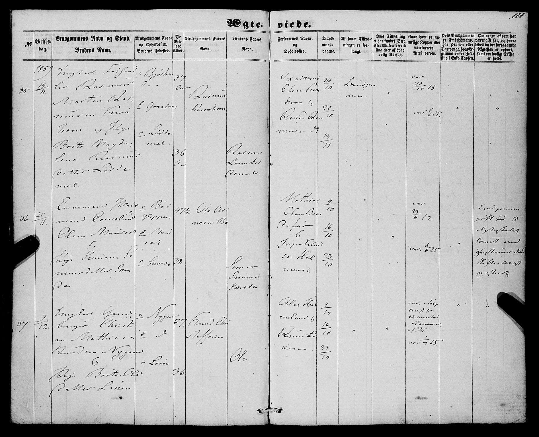 Eid sokneprestembete, SAB/A-82301/H/Haa/Haaa/L0008: Parish register (official) no. A 8, 1858-1860, p. 188