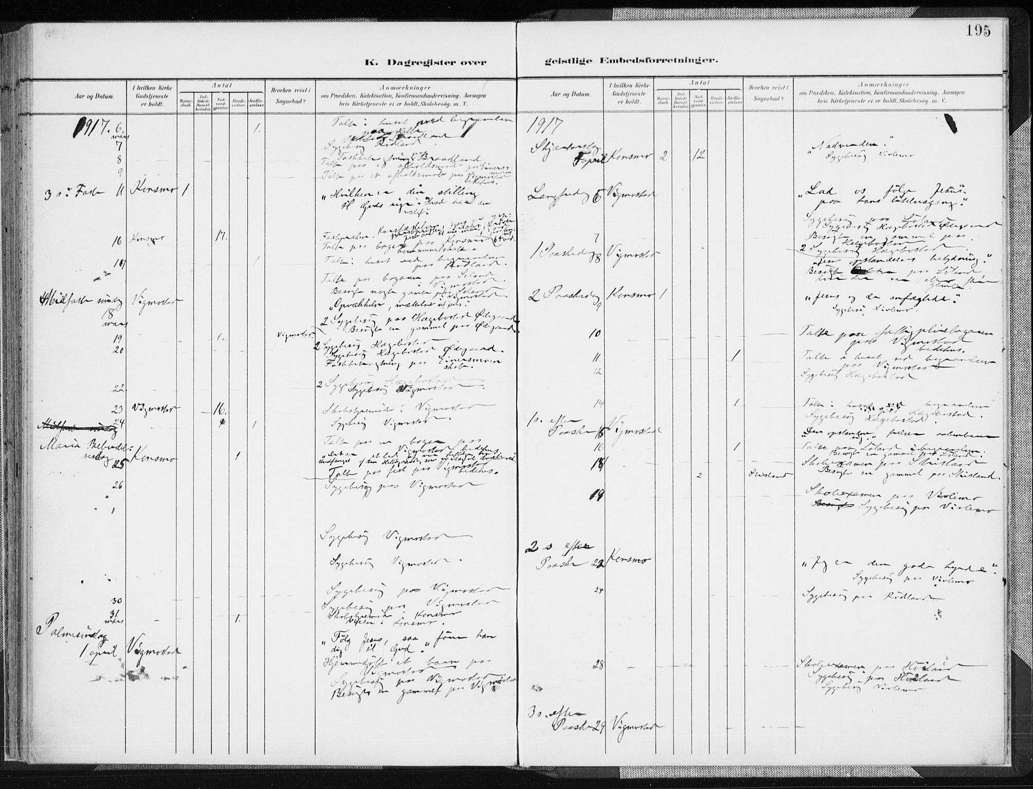 Nord-Audnedal sokneprestkontor, AV/SAK-1111-0032/F/Fa/Fab/L0004: Parish register (official) no. A 4, 1901-1917, p. 195