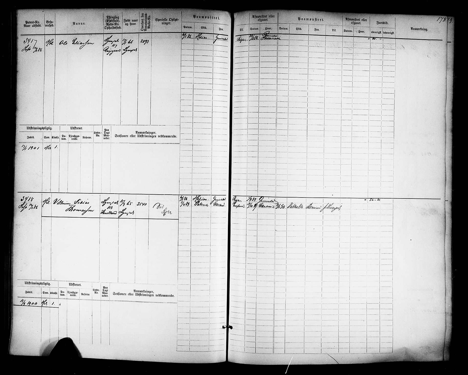 Farsund mønstringskrets, AV/SAK-2031-0017/F/Fb/L0019: Hovedrulle nr 3067-3832, Z-11, 1882-1922, p. 182