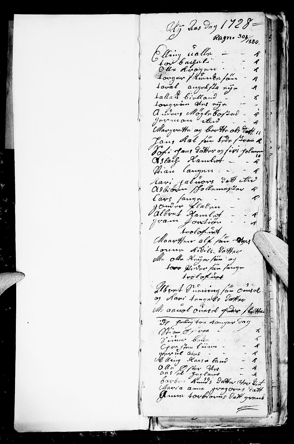 Holt sokneprestkontor, SAK/1111-0021/F/Fb/L0003: Parish register (copy) no. B 3, 1728-1730, p. 1