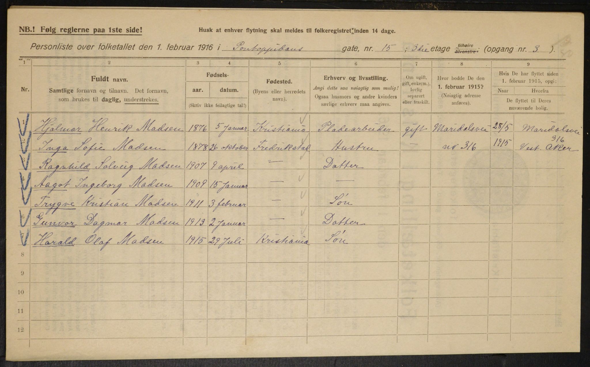 OBA, Municipal Census 1916 for Kristiania, 1916, p. 83242