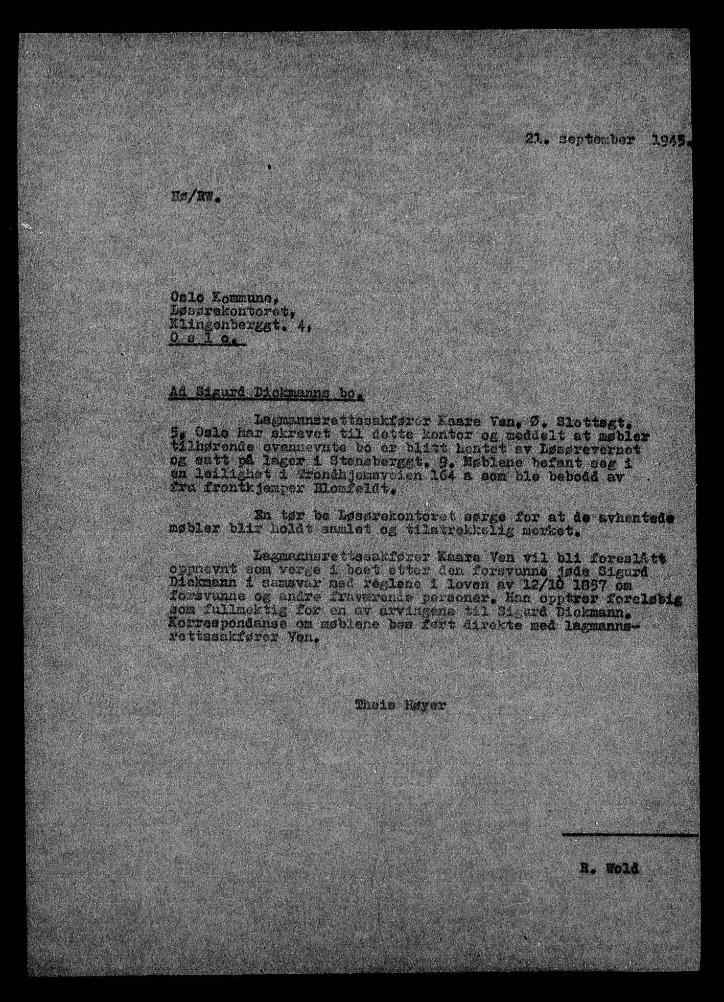 Justisdepartementet, Tilbakeføringskontoret for inndratte formuer, AV/RA-S-1564/H/Hc/Hcc/L0930: --, 1945-1947, p. 447