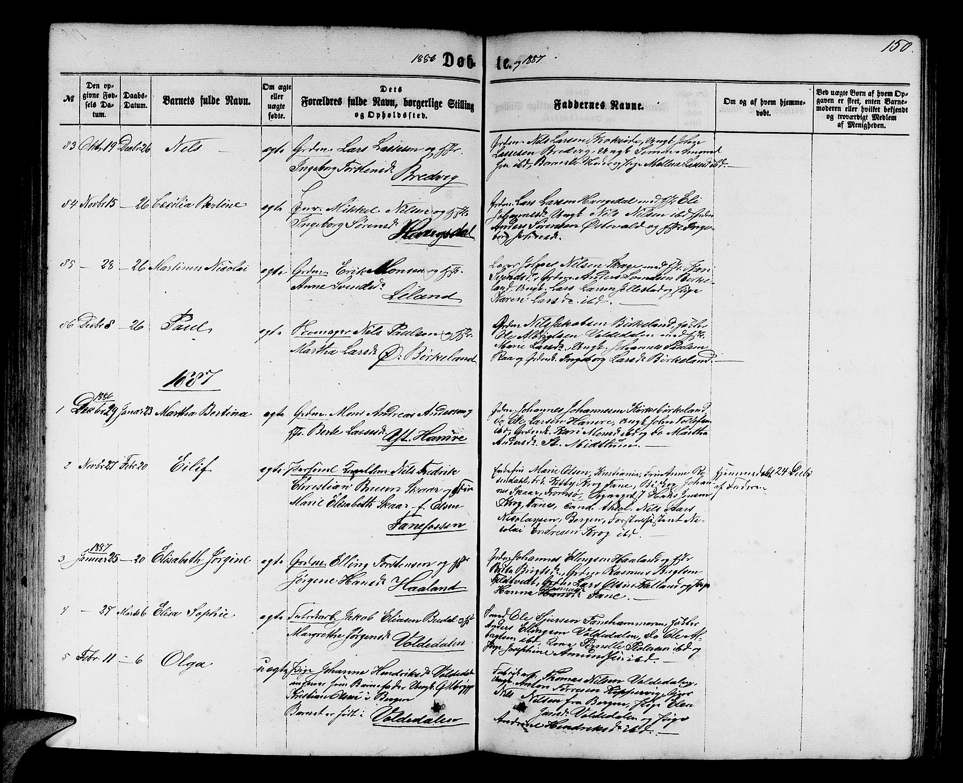 Fana Sokneprestembete, SAB/A-75101/H/Hab/Habb/L0003: Parish register (copy) no. B 3, 1861-1888, p. 150