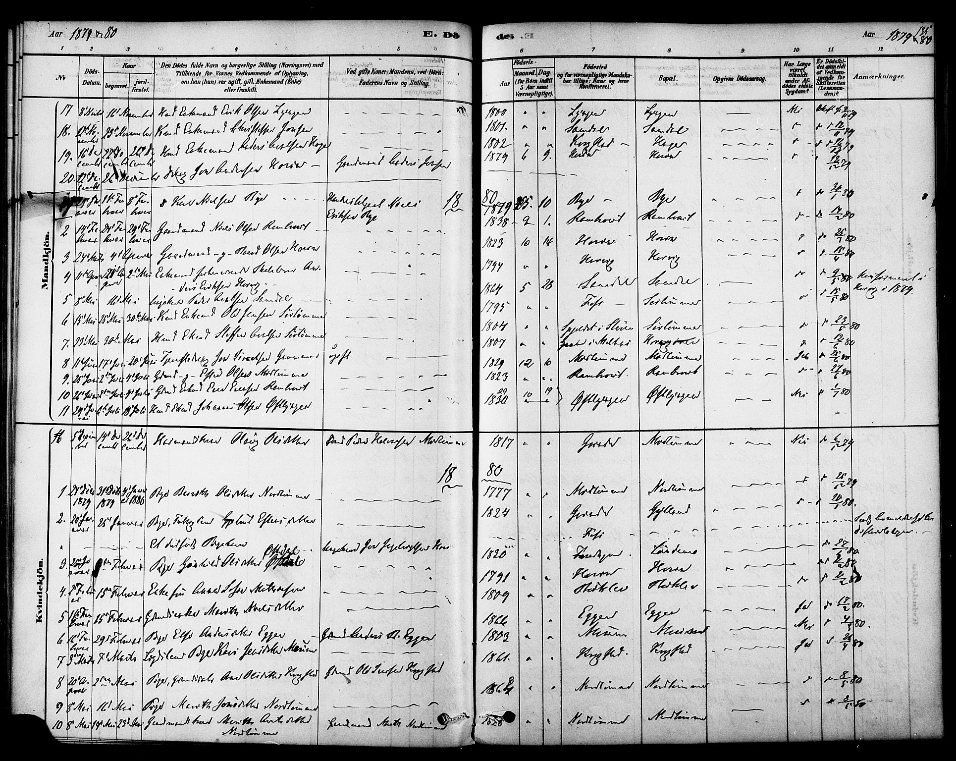 Ministerialprotokoller, klokkerbøker og fødselsregistre - Sør-Trøndelag, SAT/A-1456/692/L1105: Parish register (official) no. 692A05, 1878-1890, p. 135