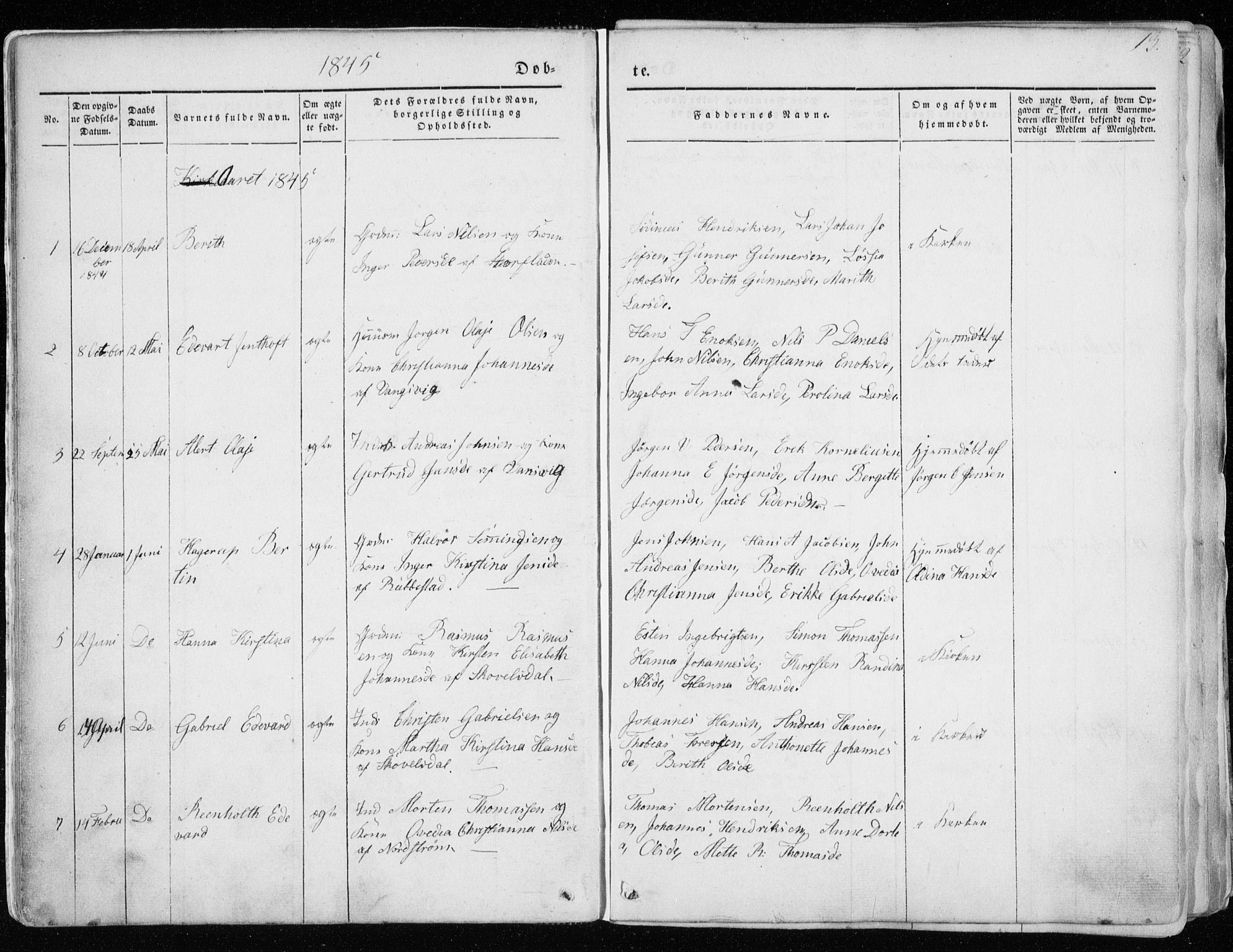 Tranøy sokneprestkontor, SATØ/S-1313/I/Ia/Iaa/L0006kirke: Parish register (official) no. 6, 1844-1855, p. 13