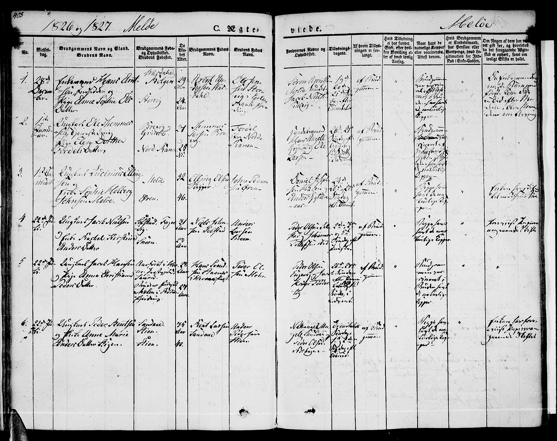 Ministerialprotokoller, klokkerbøker og fødselsregistre - Nordland, SAT/A-1459/841/L0600: Parish register (official) no. 841A07 /2, 1824-1843, p. 405