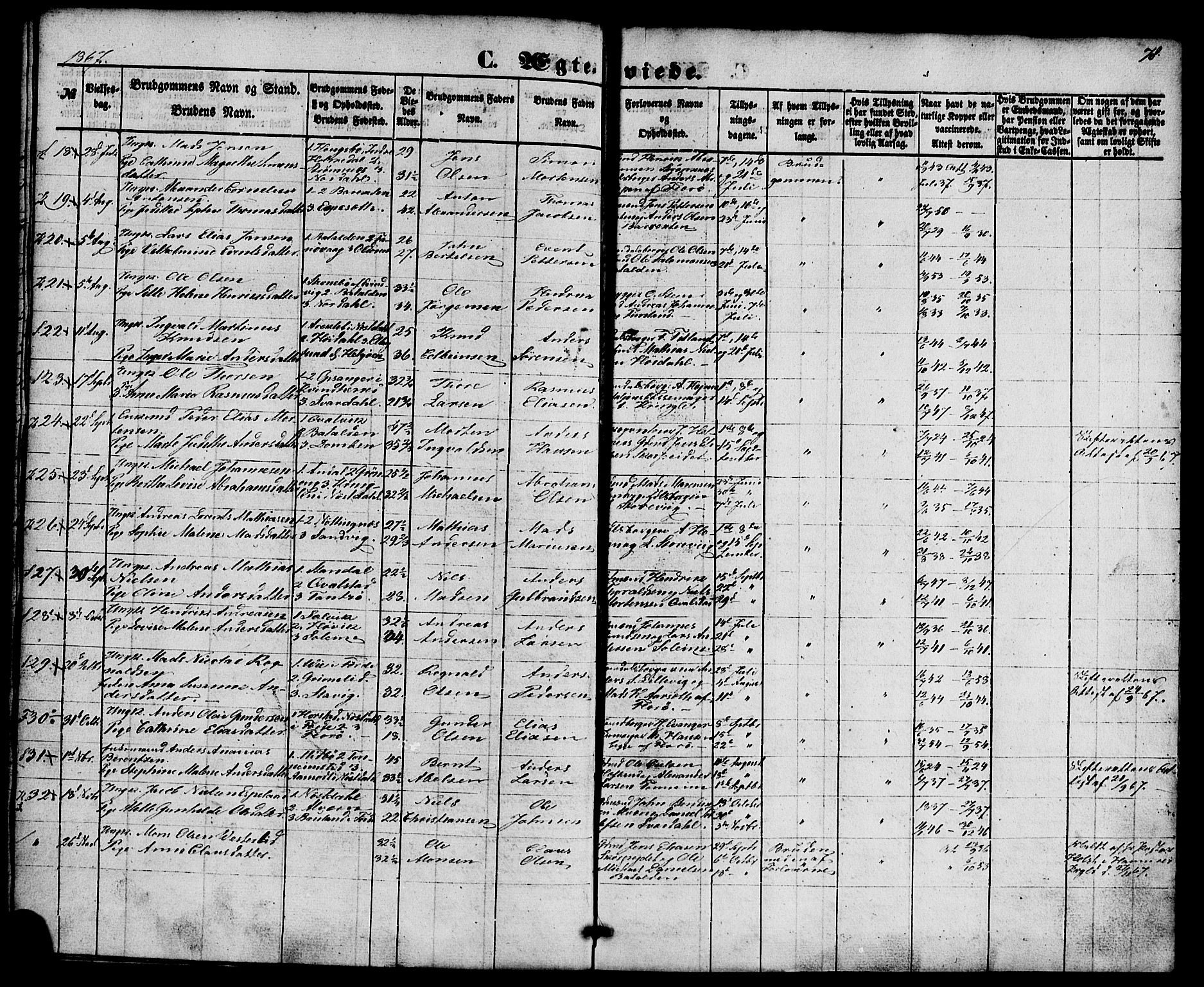 Kinn sokneprestembete, SAB/A-80801/H/Haa/Haaa/L0010: Parish register (official) no. A 10, 1852-1869, p. 78