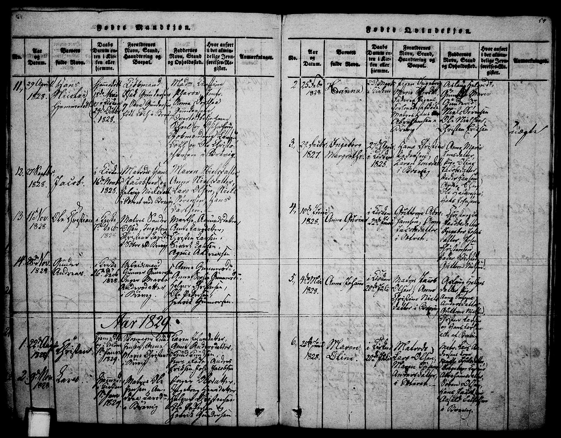 Brevik kirkebøker, SAKO/A-255/F/Fa/L0004: Parish register (official) no. 4, 1814-1846, p. 54
