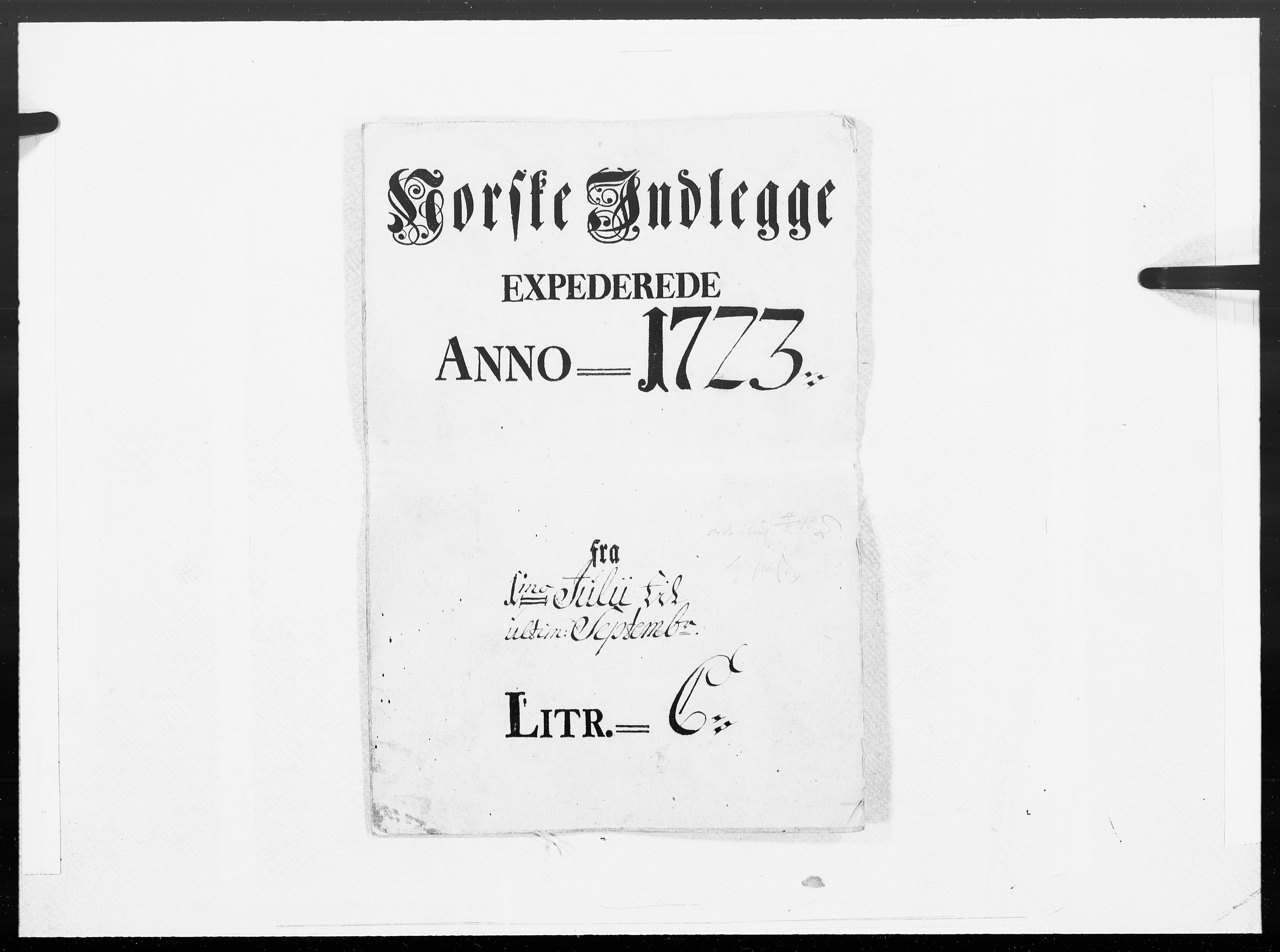 Danske Kanselli 1572-1799, RA/EA-3023/F/Fc/Fcc/Fcca/L0093: Norske innlegg 1572-1799, 1723, p. 1