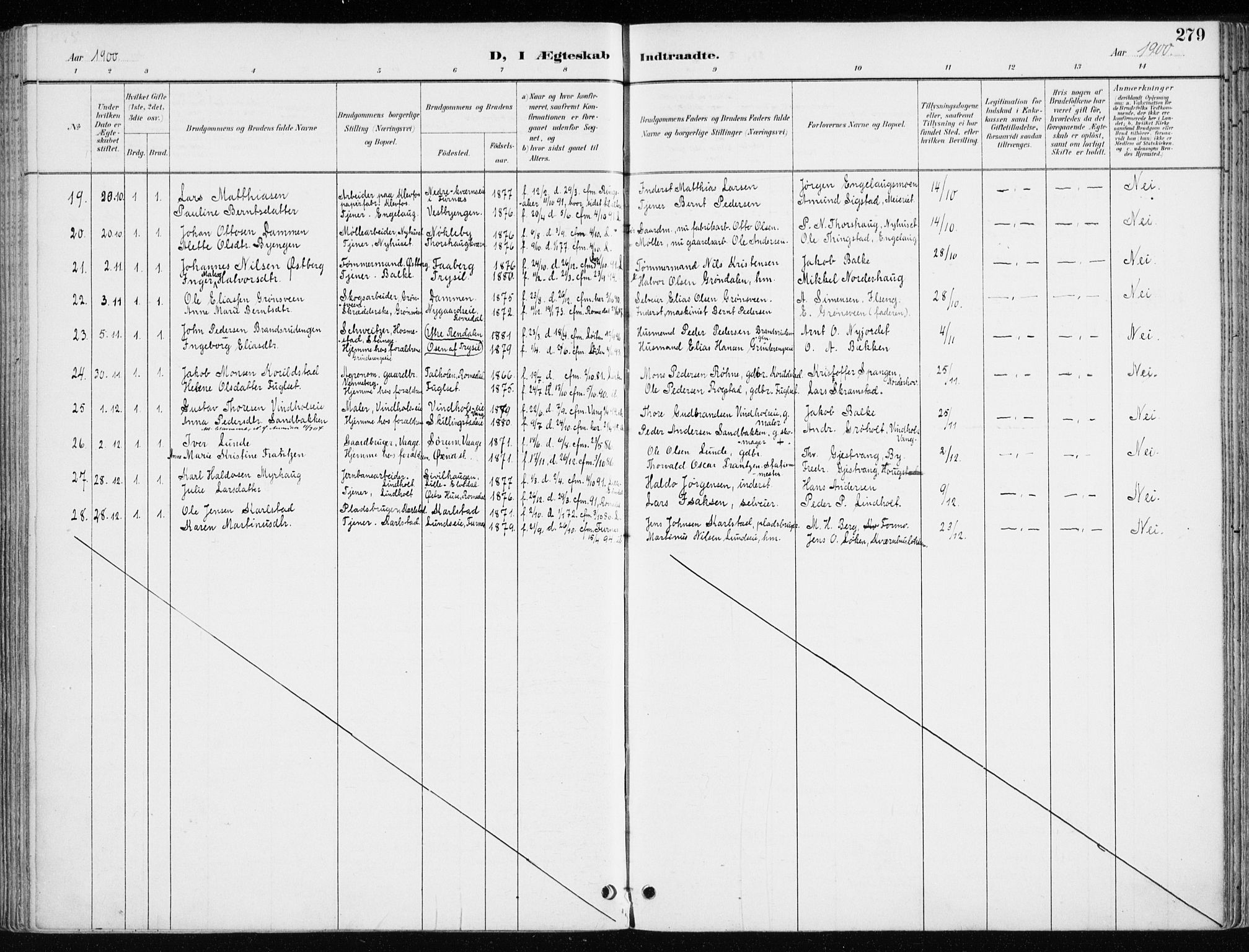 Løten prestekontor, AV/SAH-PREST-022/K/Ka/L0010: Parish register (official) no. 10, 1892-1907, p. 279