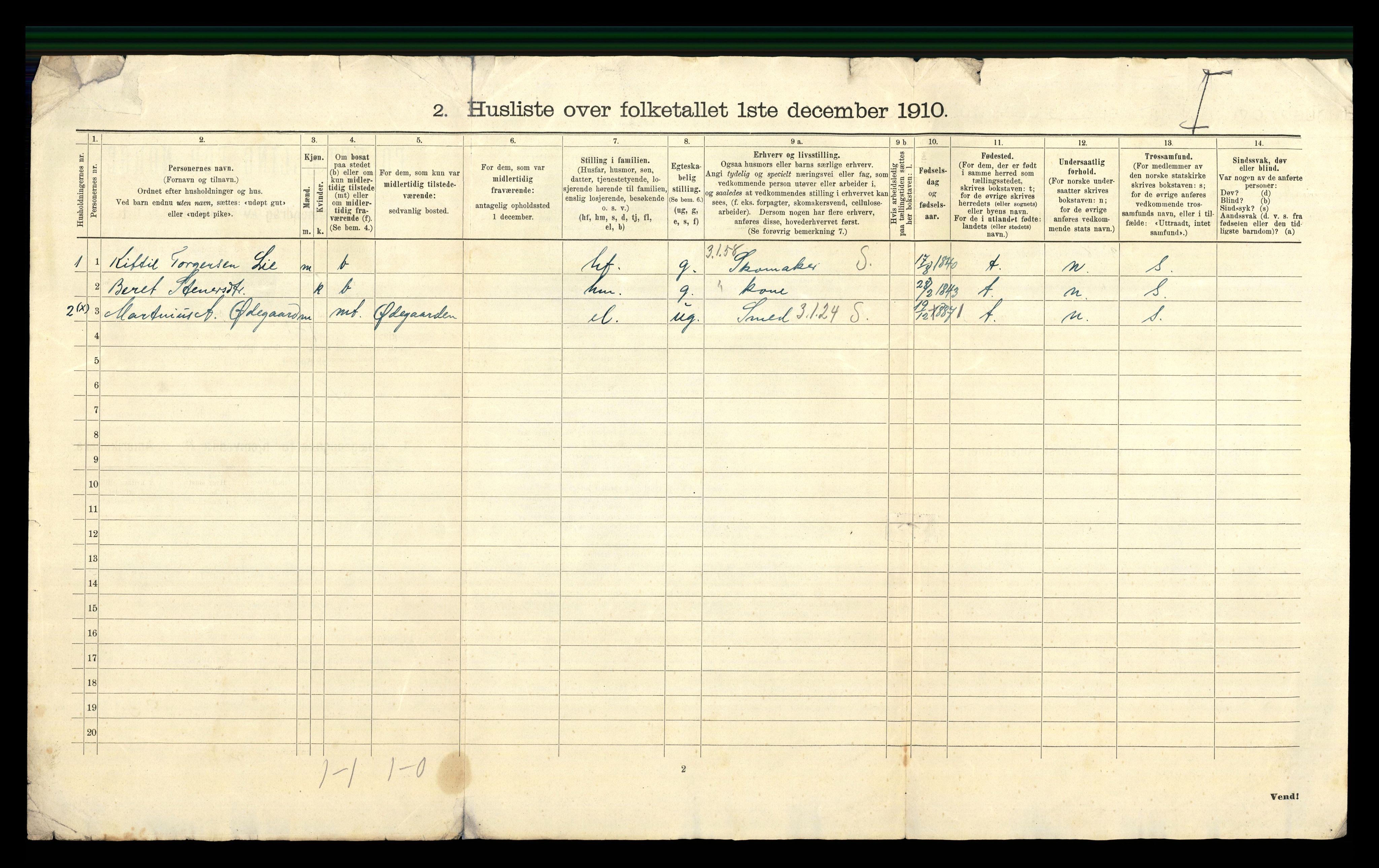 RA, 1910 census for Sigdal, 1910, p. 51