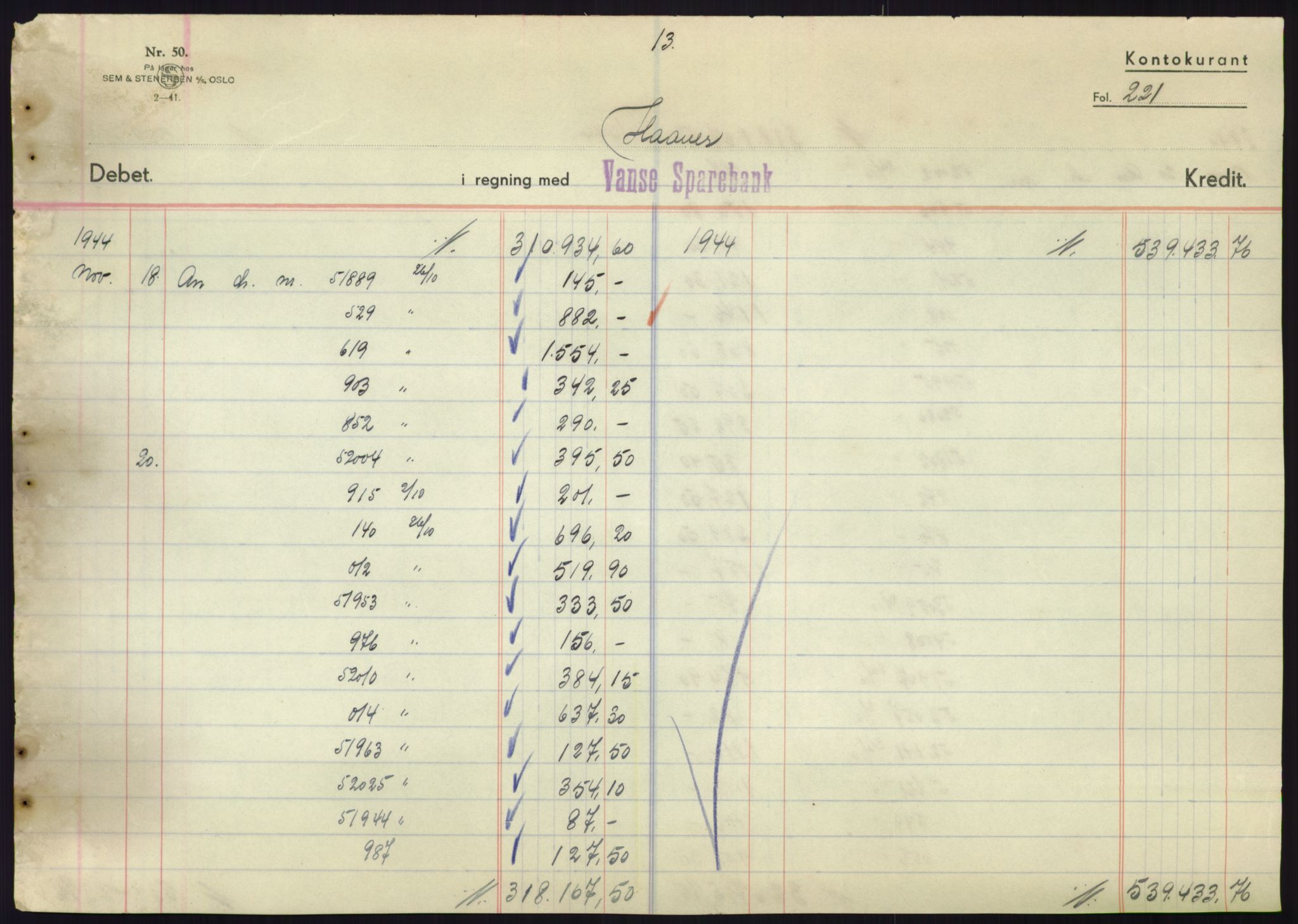 Forsvarsdepartementet, 10. kontor / Oppgjørskontoret, AV/RA-RAFA-1225/D/Db/L0180: Lista oppgjørskontor, 1942-1952, p. 2131