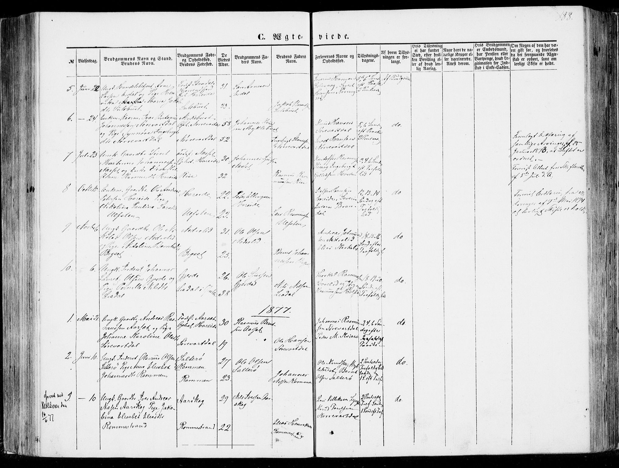 Ministerialprotokoller, klokkerbøker og fødselsregistre - Møre og Romsdal, SAT/A-1454/510/L0121: Parish register (official) no. 510A01, 1848-1877, p. 188