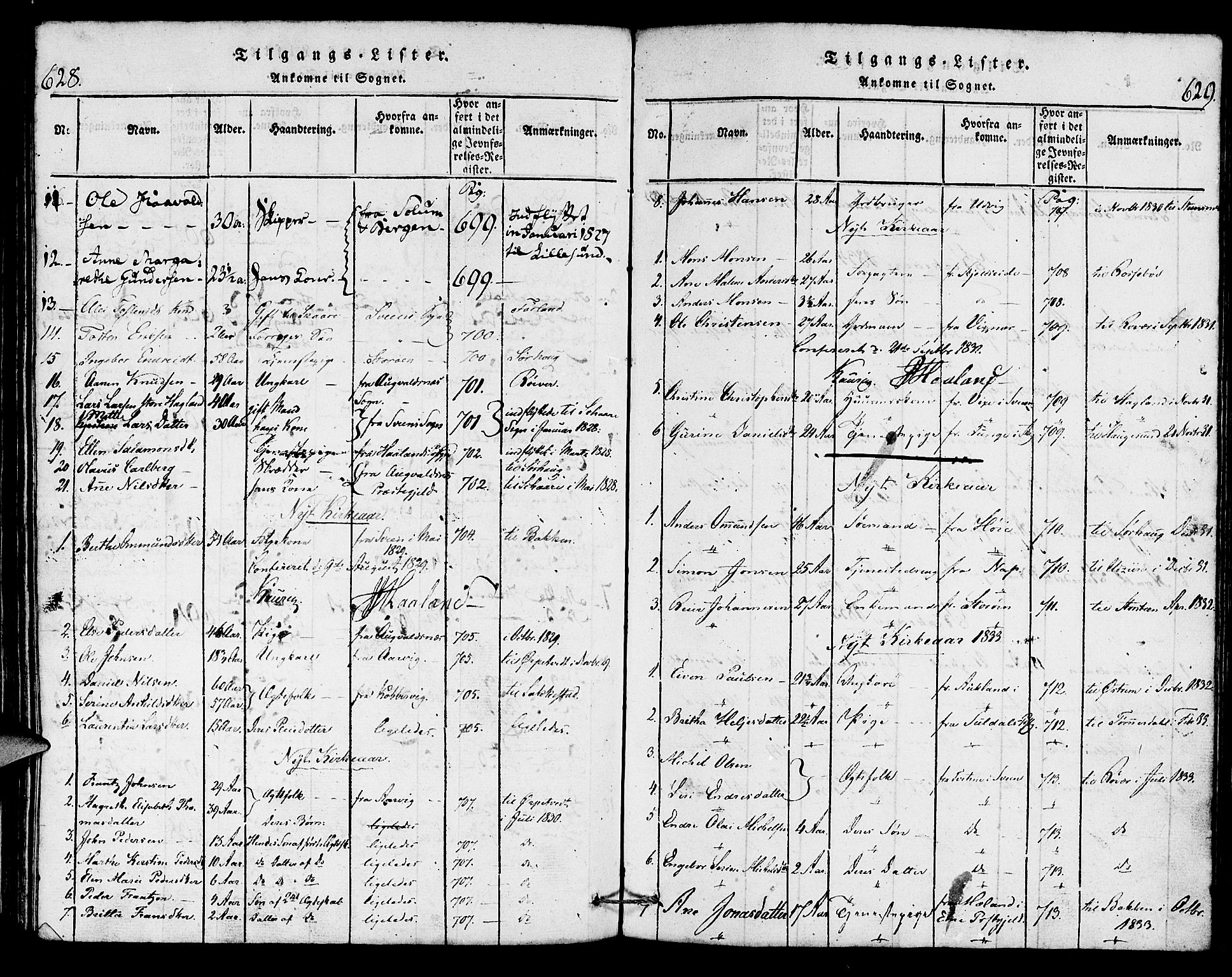 Torvastad sokneprestkontor, SAST/A -101857/H/Ha/Haa/L0004: Parish register (official) no. A 4, 1817-1836, p. 628-629