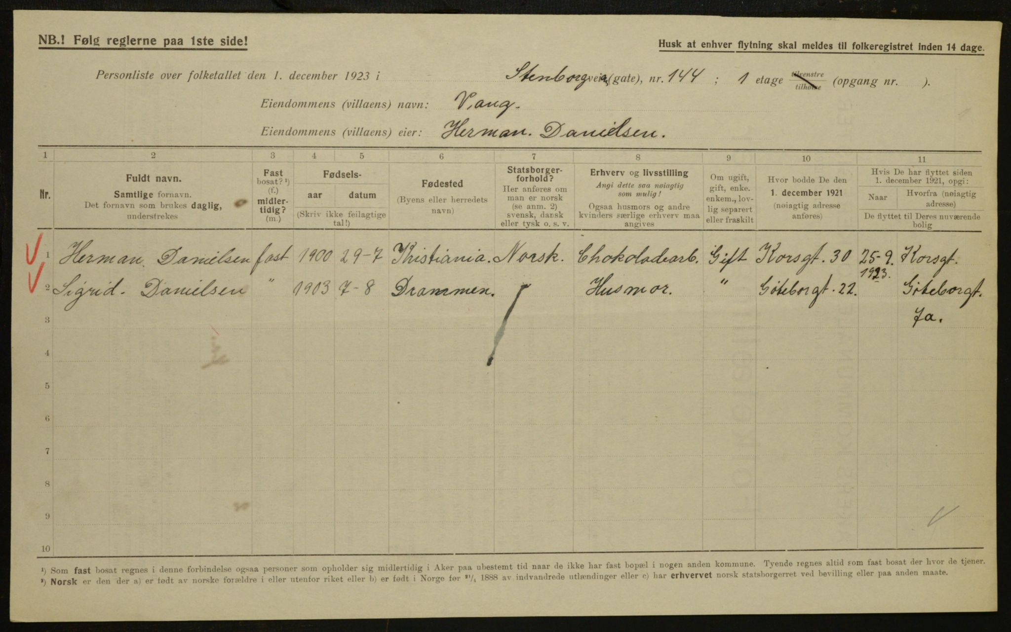 , Municipal Census 1923 for Aker, 1923, p. 31329