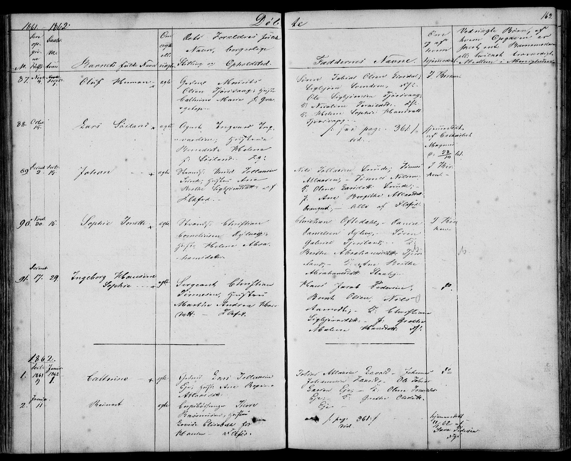 Flekkefjord sokneprestkontor, SAK/1111-0012/F/Fb/Fbc/L0005: Parish register (copy) no. B 5, 1846-1866, p. 163