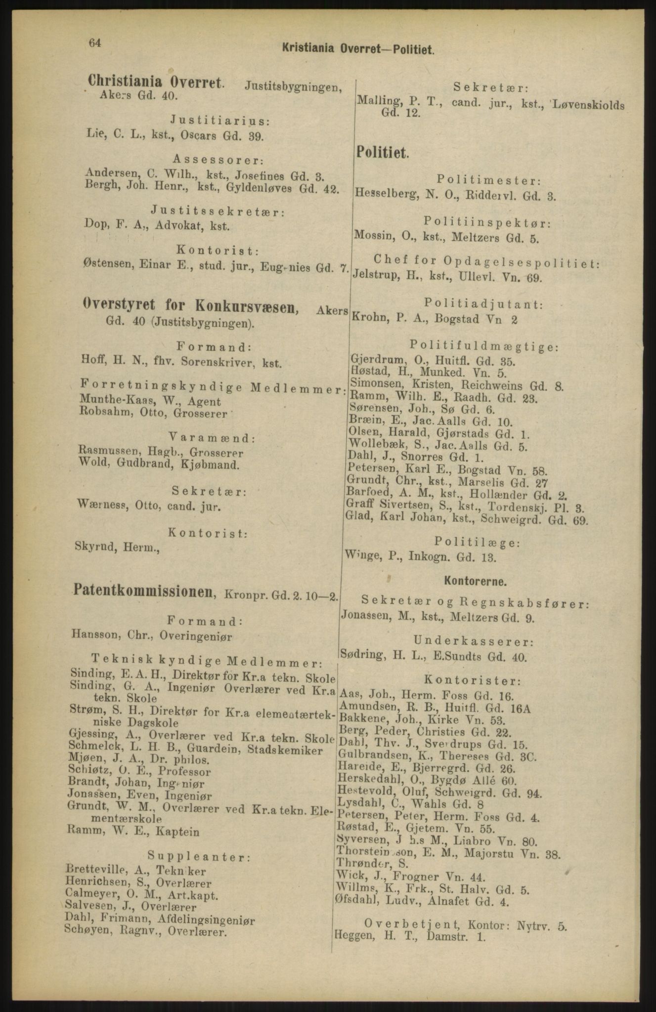 Kristiania/Oslo adressebok, PUBL/-, 1904, p. 64