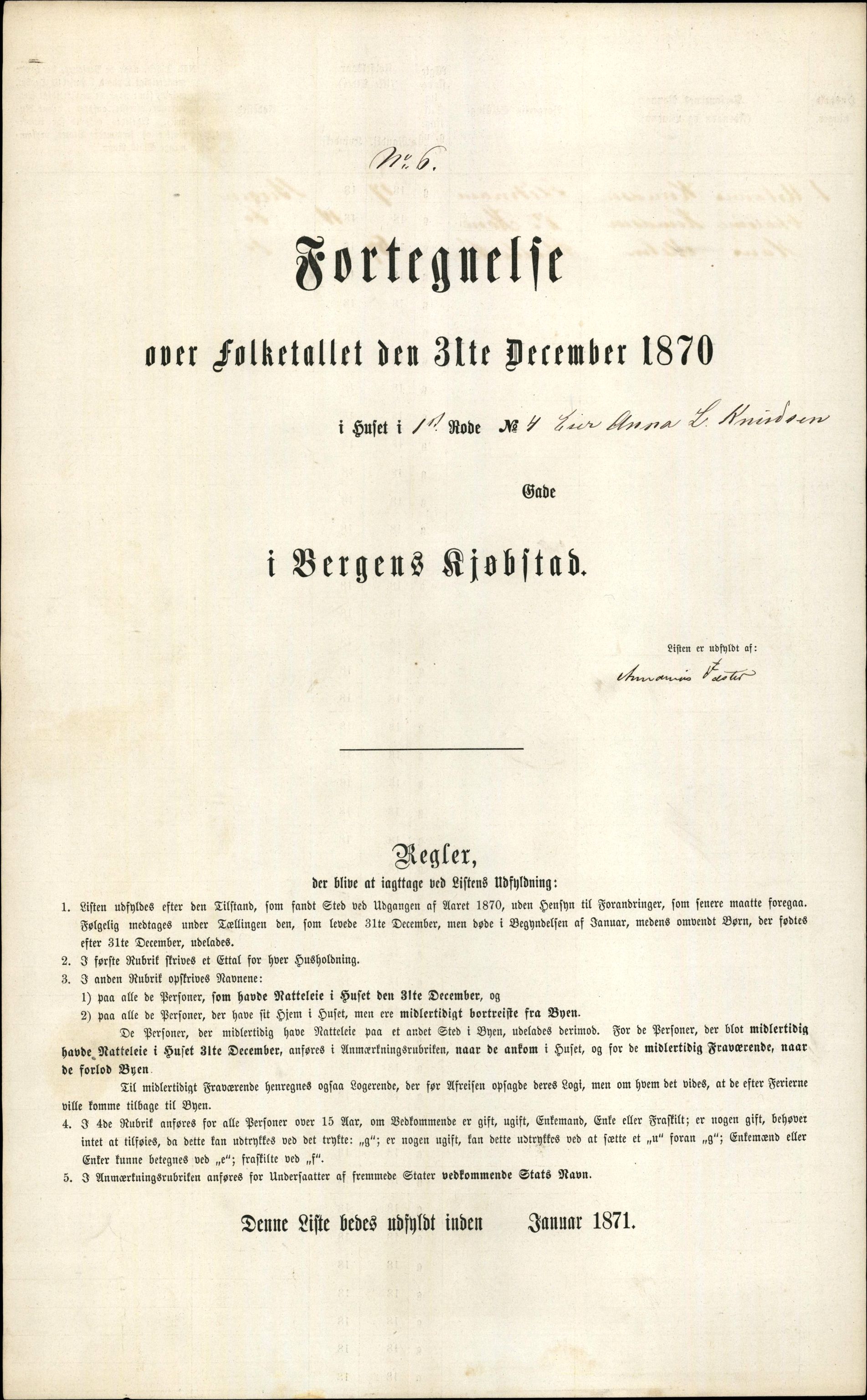 RA, 1870 census for 1301 Bergen, 1870