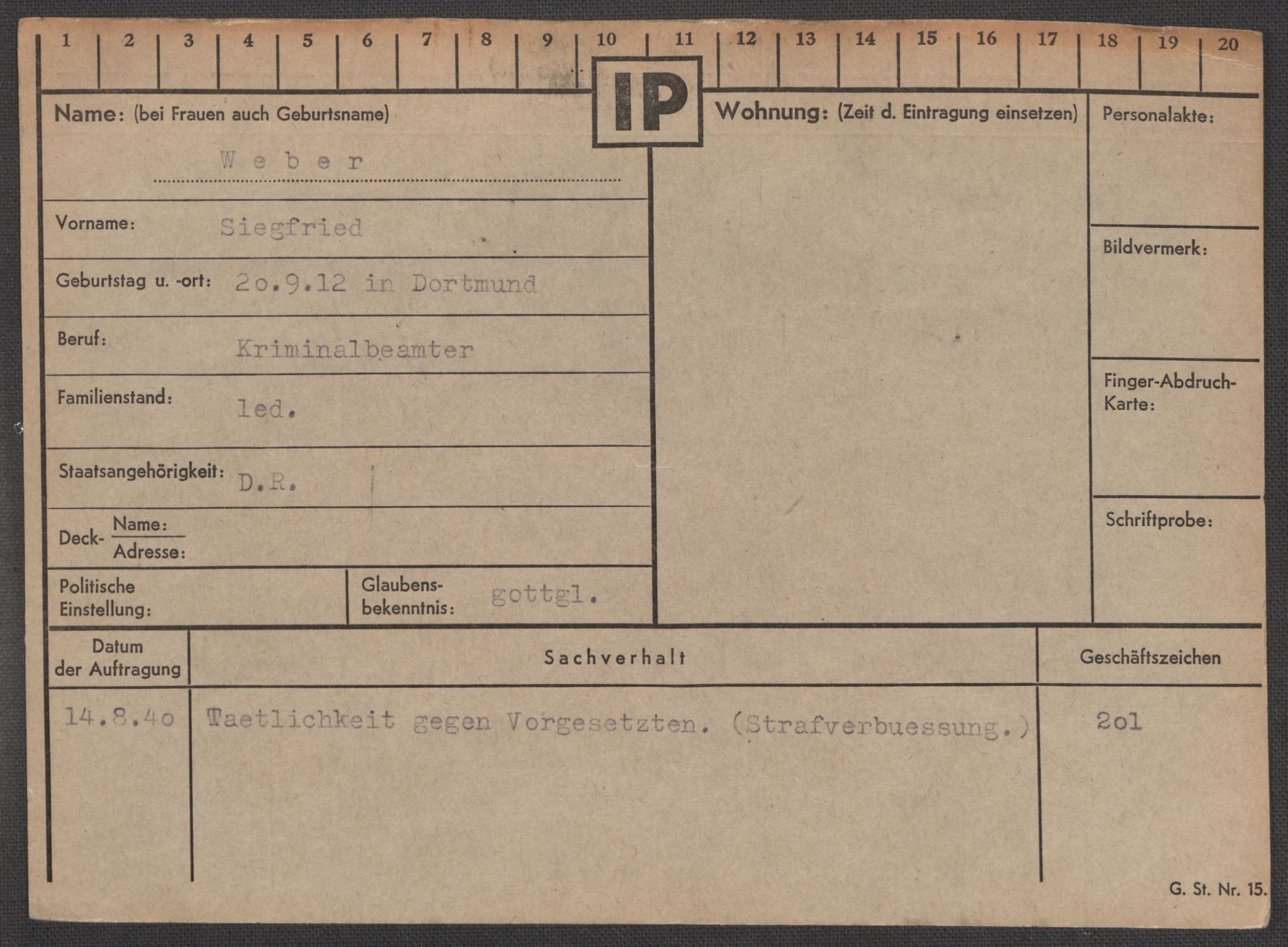 Befehlshaber der Sicherheitspolizei und des SD, RA/RAFA-5969/E/Ea/Eaa/L0010: Register over norske fanger i Møllergata 19: Sø-Å, 1940-1945, p. 896