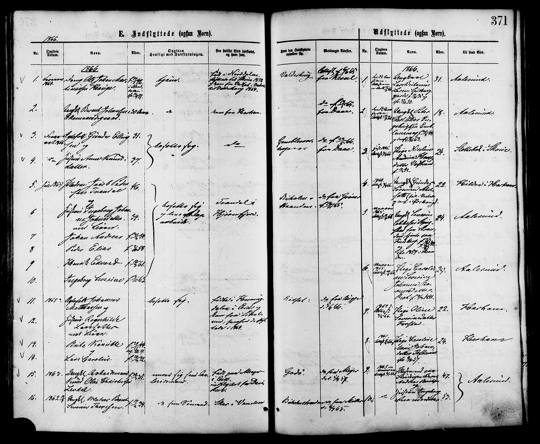 Ministerialprotokoller, klokkerbøker og fødselsregistre - Møre og Romsdal, AV/SAT-A-1454/528/L0399: Parish register (official) no. 528A10, 1864-1879, p. 371