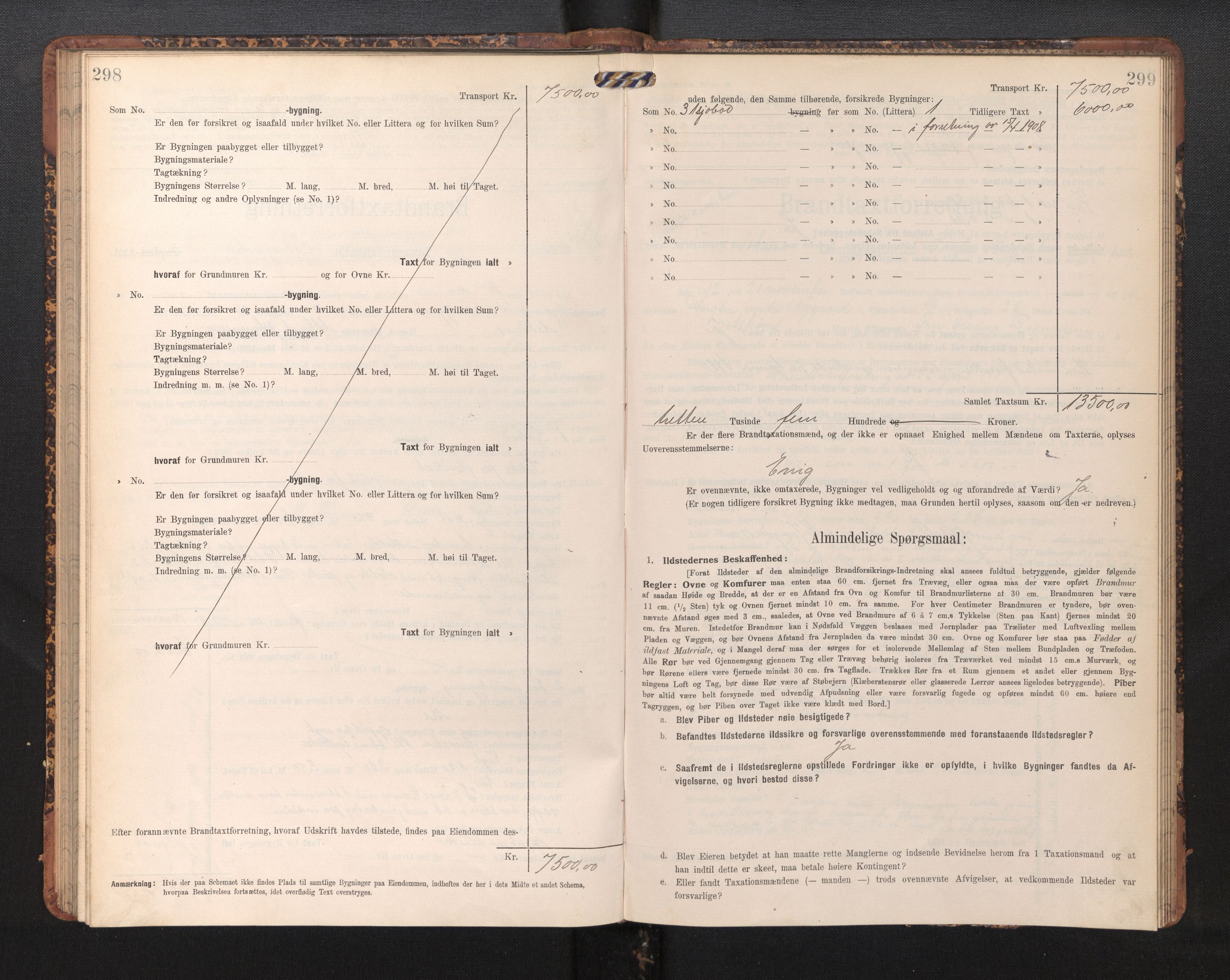 Lensmannen i Askøy, AV/SAB-A-31001/0012/L0006: Branntakstprotokoll, skjematakst, Laksevåg, 1907-1917, p. 298-299