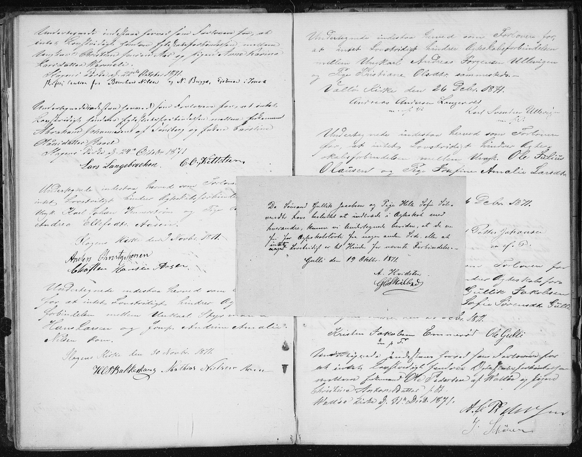 Sem kirkebøker, AV/SAKO-A-5/Y/Ya/L0002: Best man's statements no. 2, 1864-1894