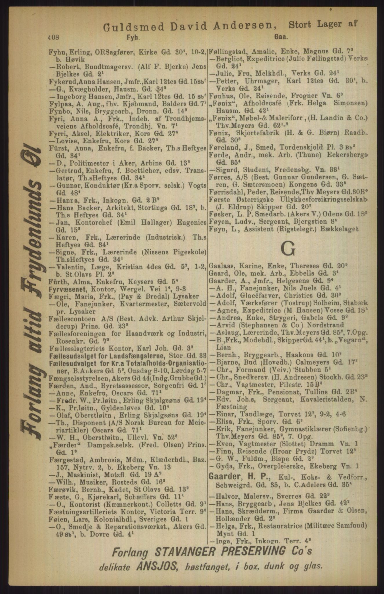 Kristiania/Oslo adressebok, PUBL/-, 1911, p. 408