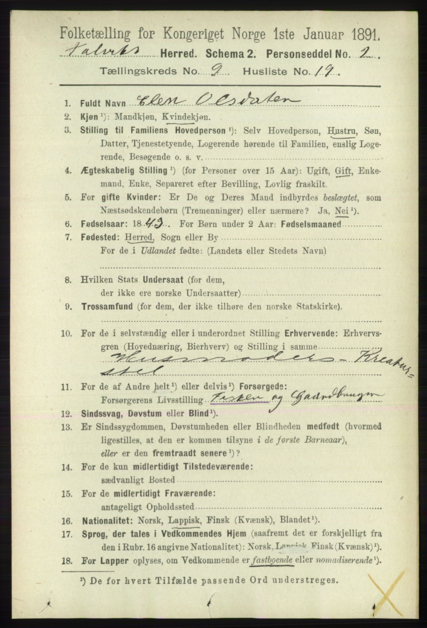 RA, 1891 census for 2013 Talvik, 1891, p. 2263