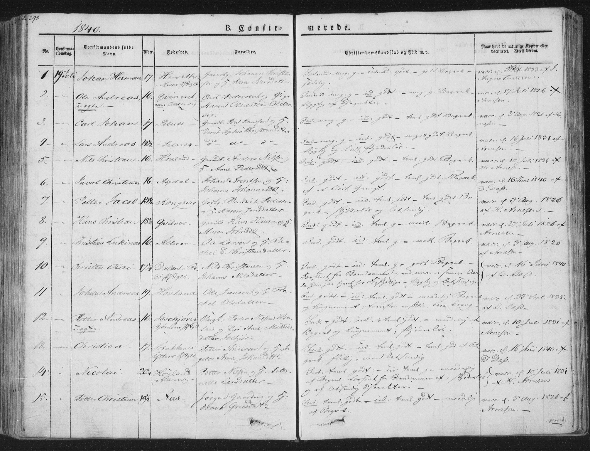 Ministerialprotokoller, klokkerbøker og fødselsregistre - Nordland, SAT/A-1459/839/L0565: Parish register (official) no. 839A02, 1825-1862, p. 298