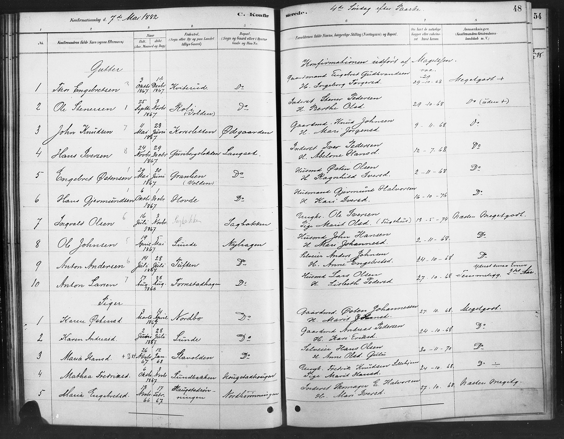 Ringebu prestekontor, SAH/PREST-082/H/Ha/Haa/L0010: Parish register (official) no. 10, 1878-1898, p. 48