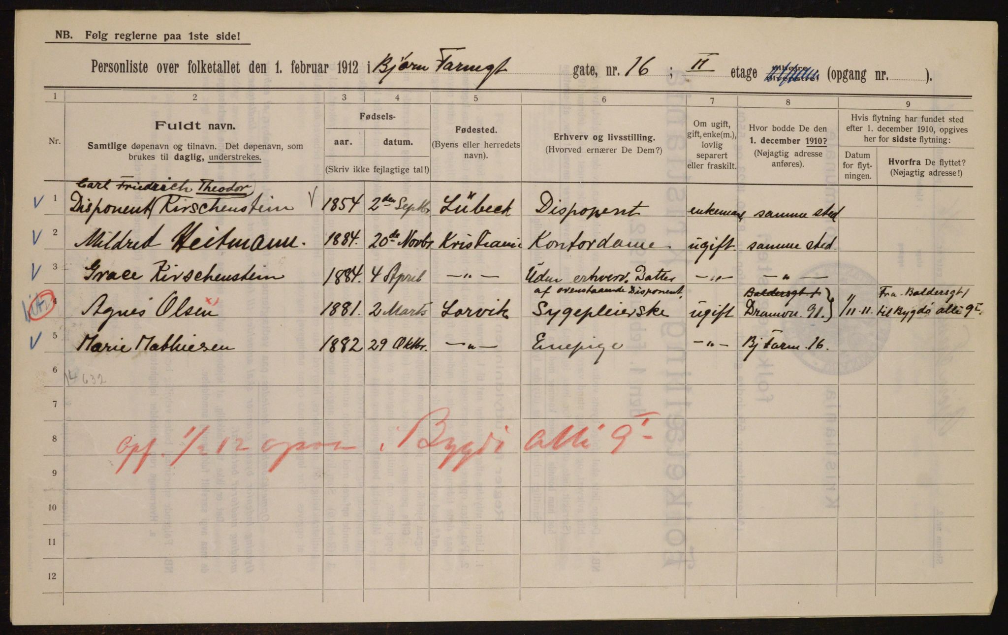 OBA, Municipal Census 1912 for Kristiania, 1912, p. 6569