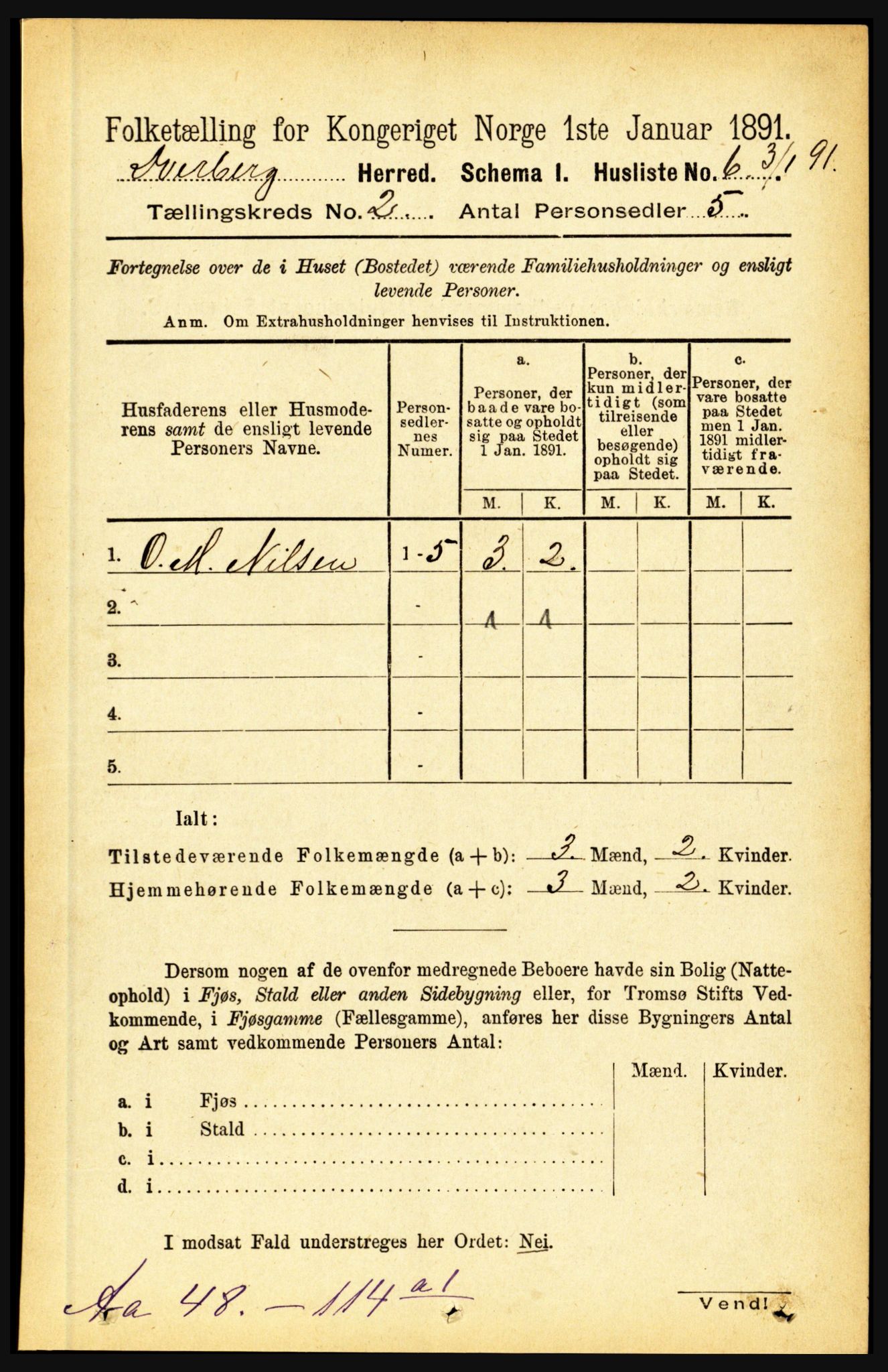 RA, 1891 census for 1872 Dverberg, 1891, p. 583